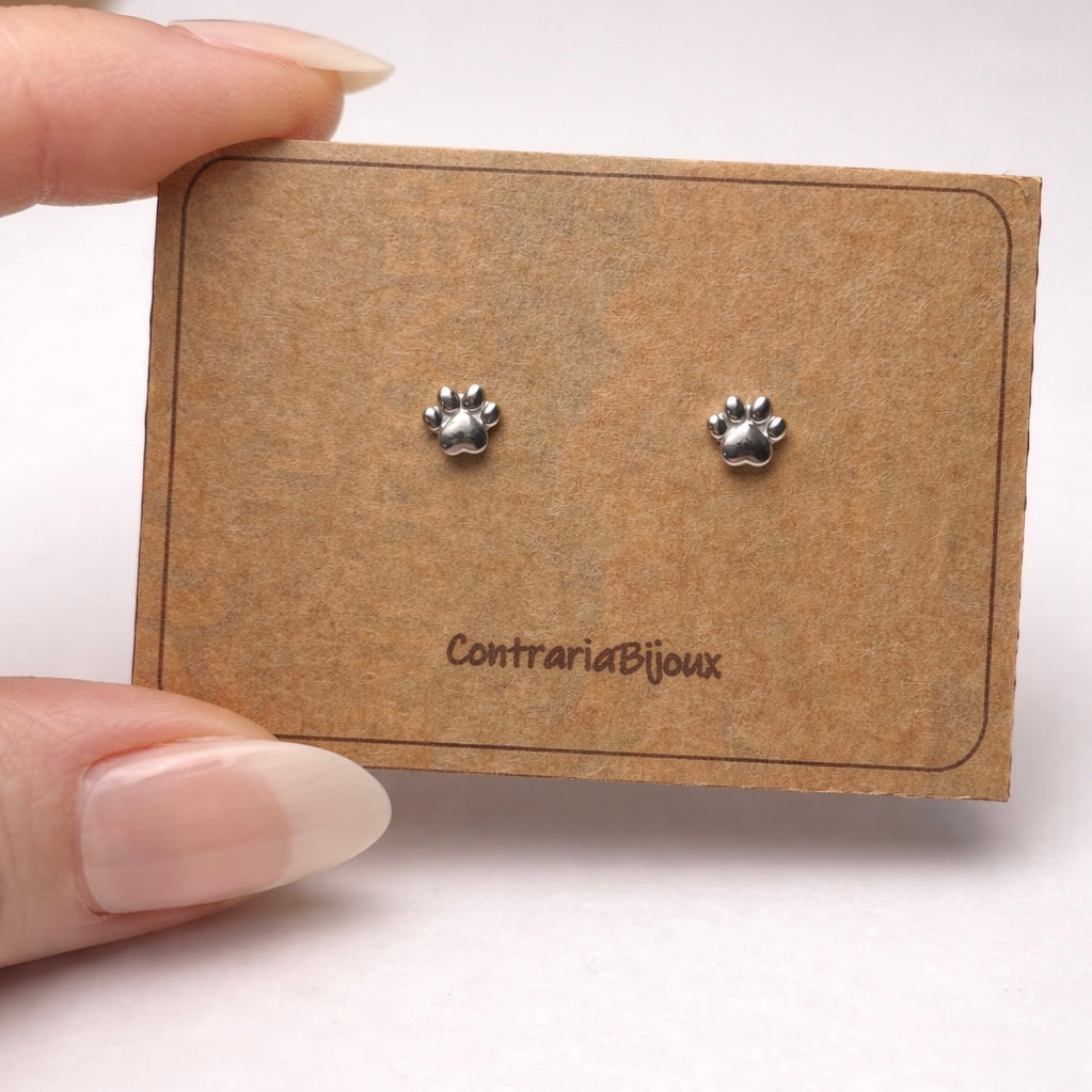Orecchini Zampa in Acciaio - Orecchini a Lobo a Forma di Zampa - ContrariaBijoux