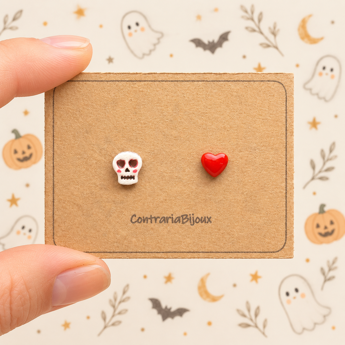 Orecchini teschio e cuore - Halloween