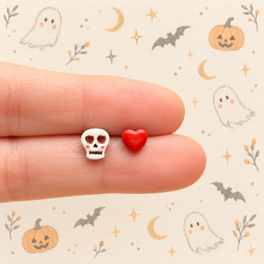 Orecchini teschio e cuore - Halloween