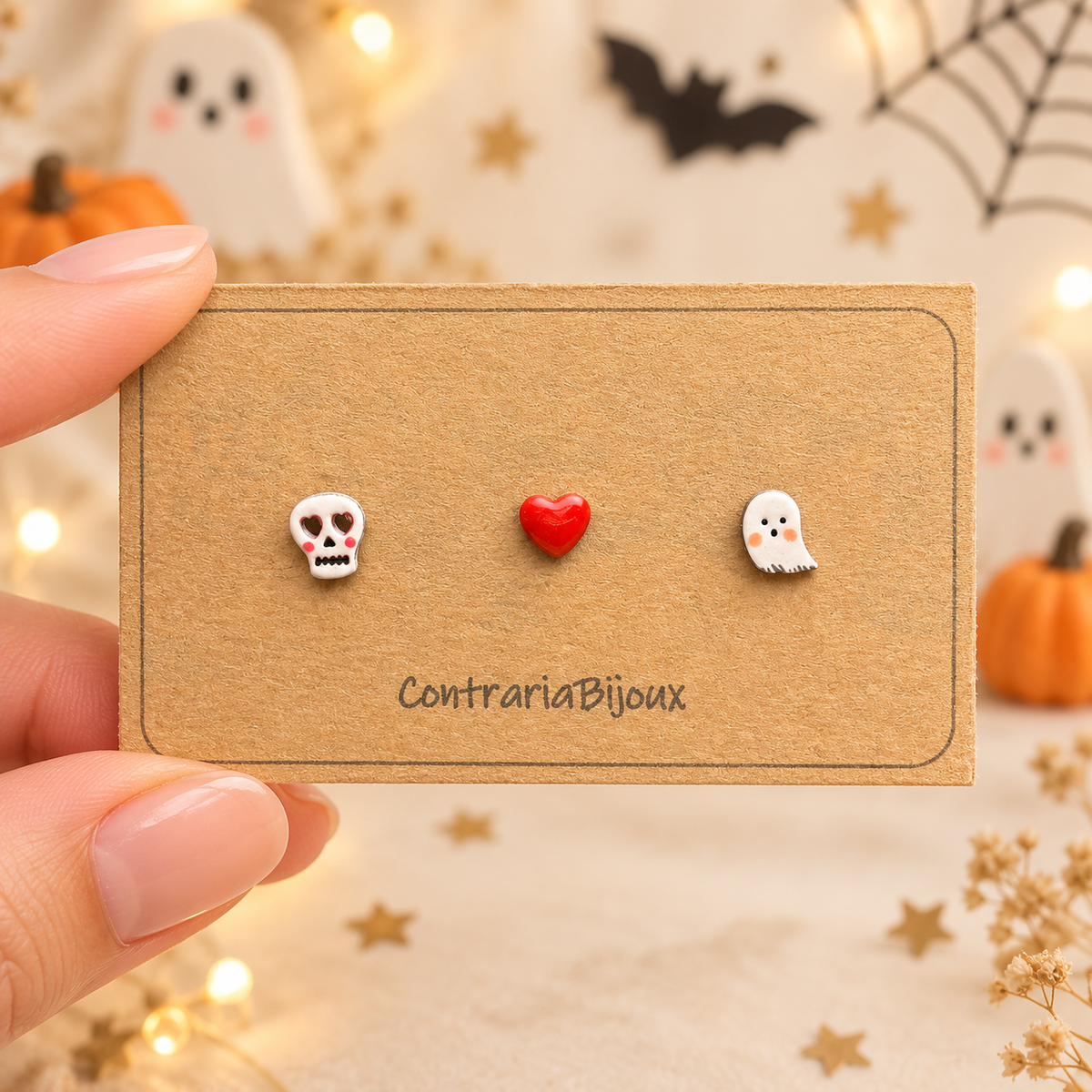 Orecchini teschio e cuore - Halloween
