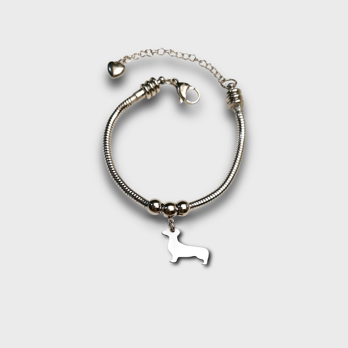 Bracciale sagoma cane bassotto, Bracciale personalizzato sagoma bassotto e zampa - ContrariaBijoux