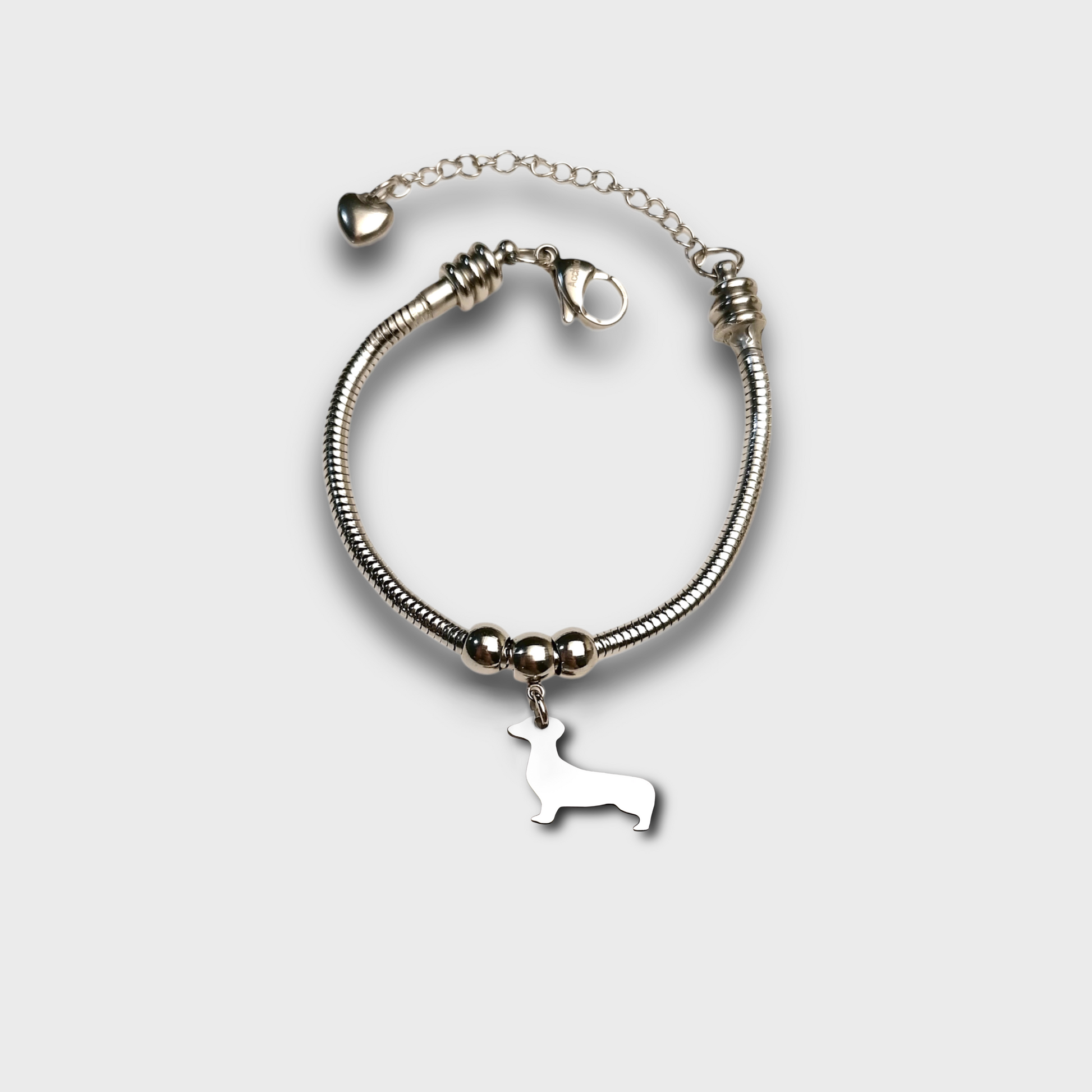 Bracciale sagoma cane bassotto, Bracciale personalizzato sagoma bassotto e zampa - ContrariaBijoux