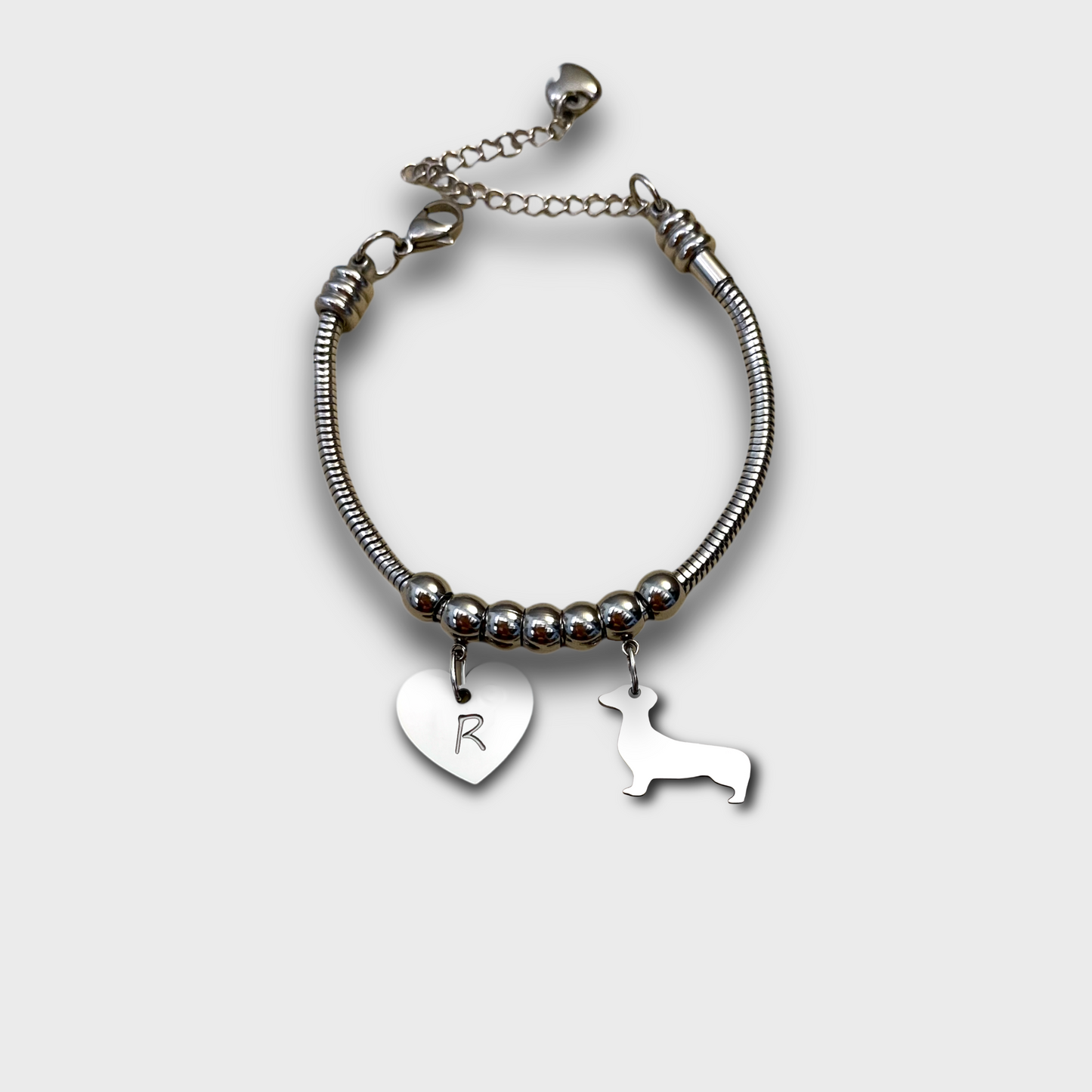 Bracciale sagoma cane bassotto, Bracciale personalizzato sagoma bassotto e zampa - ContrariaBijoux
