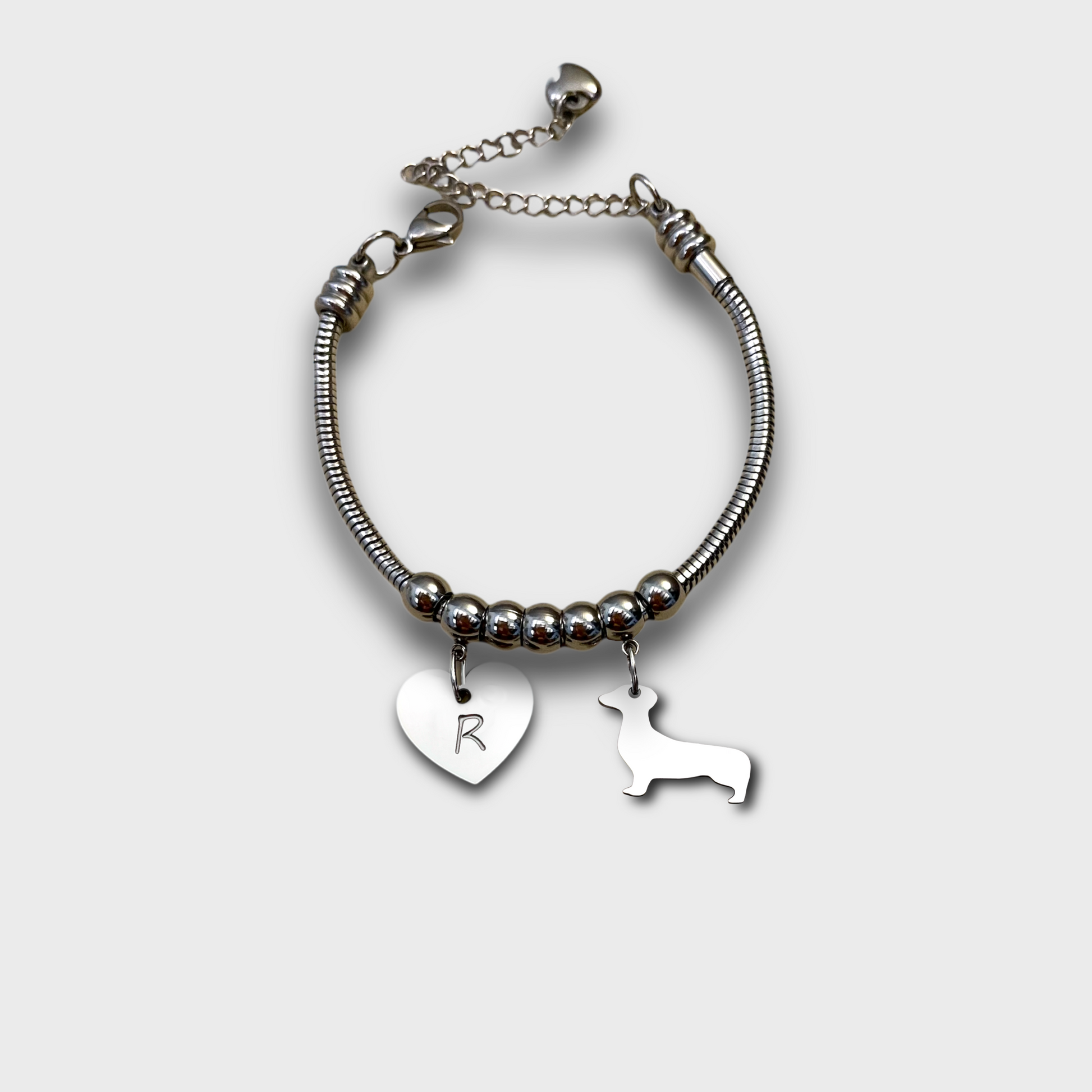 Bracciale sagoma cane bassotto, Bracciale personalizzato sagoma bassotto e zampa - ContrariaBijoux
