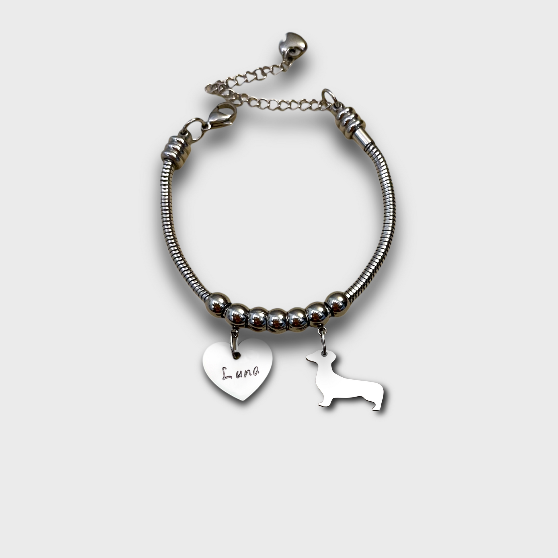 Bracciale sagoma cane bassotto, Bracciale personalizzato sagoma bassotto e zampa - ContrariaBijoux