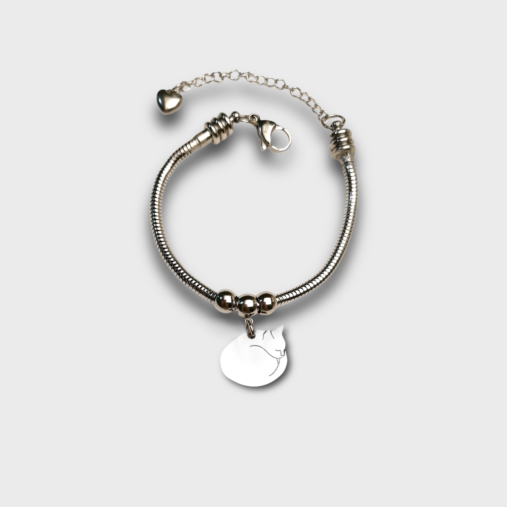 Bracciale Gatto Accucciato con Ciondolo Gatto per Amanti dei Gatti - ContrariaBijoux