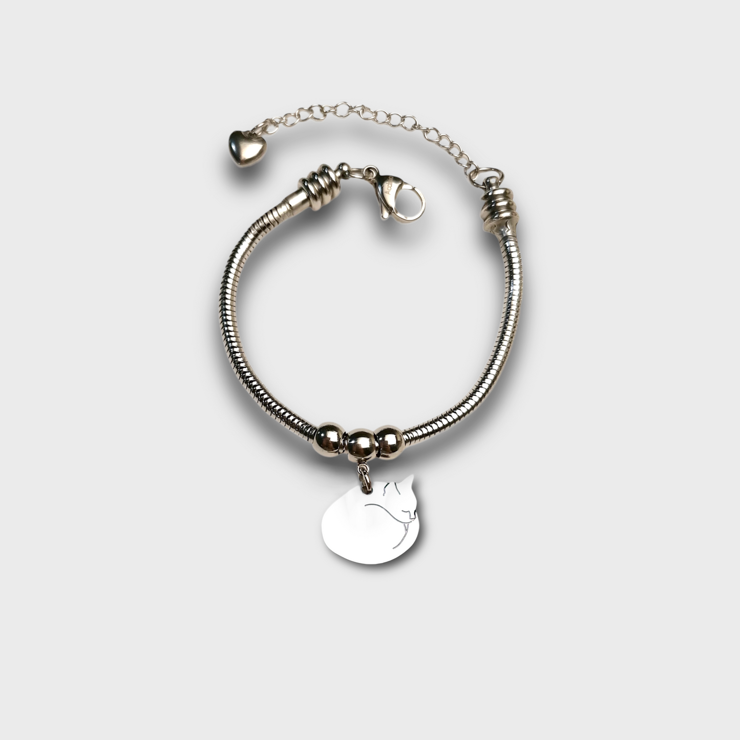 Bracciale Gatto Accucciato con Ciondolo Gatto per Amanti dei Gatti - ContrariaBijoux