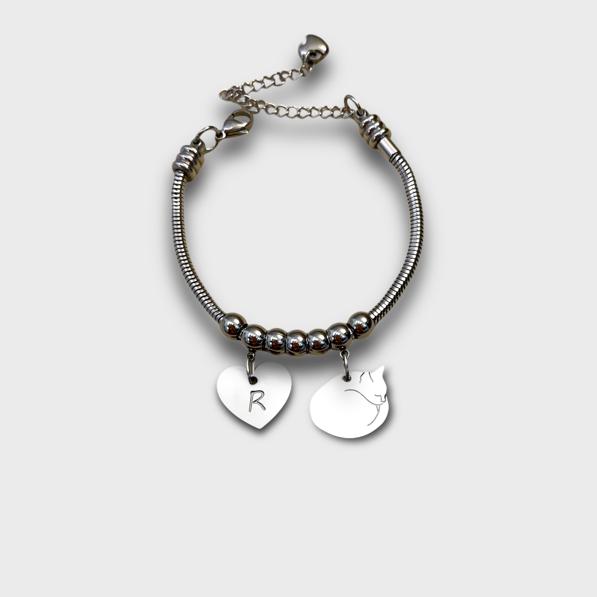 Bracciale Gatto Accucciato con Ciondolo Gatto per Amanti dei Gatti - ContrariaBijoux