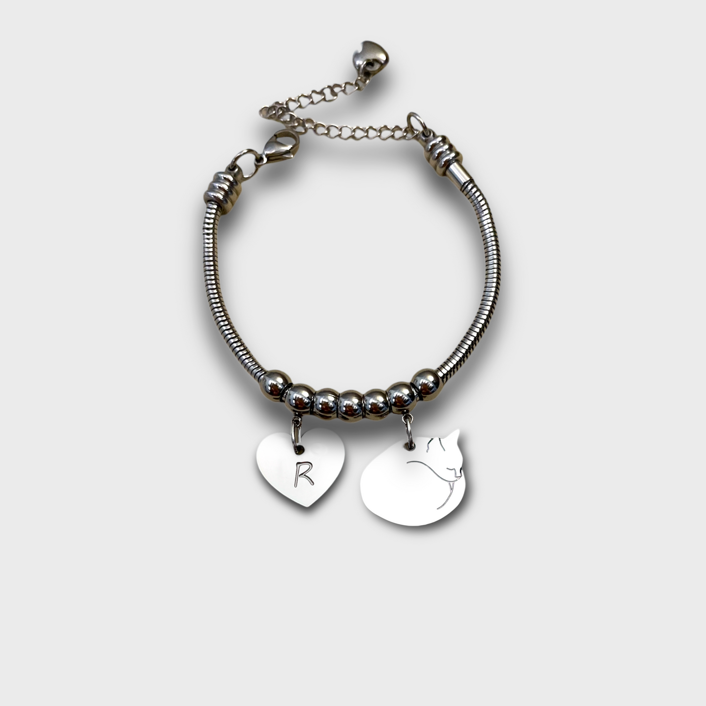 Bracciale Gatto Accucciato con Ciondolo Gatto per Amanti dei Gatti - ContrariaBijoux