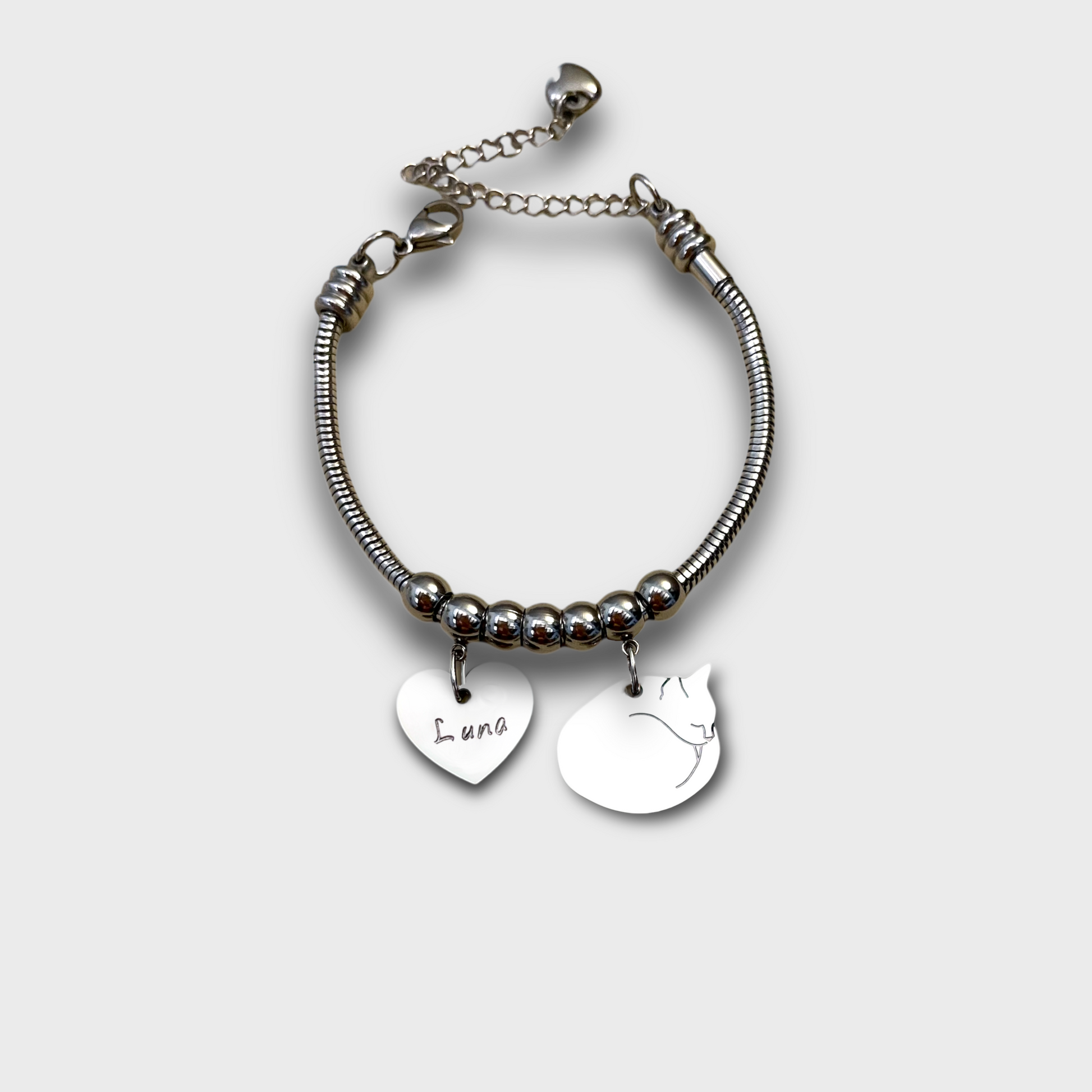 Bracciale Gatto Accucciato con Ciondolo Gatto per Amanti dei Gatti - ContrariaBijoux