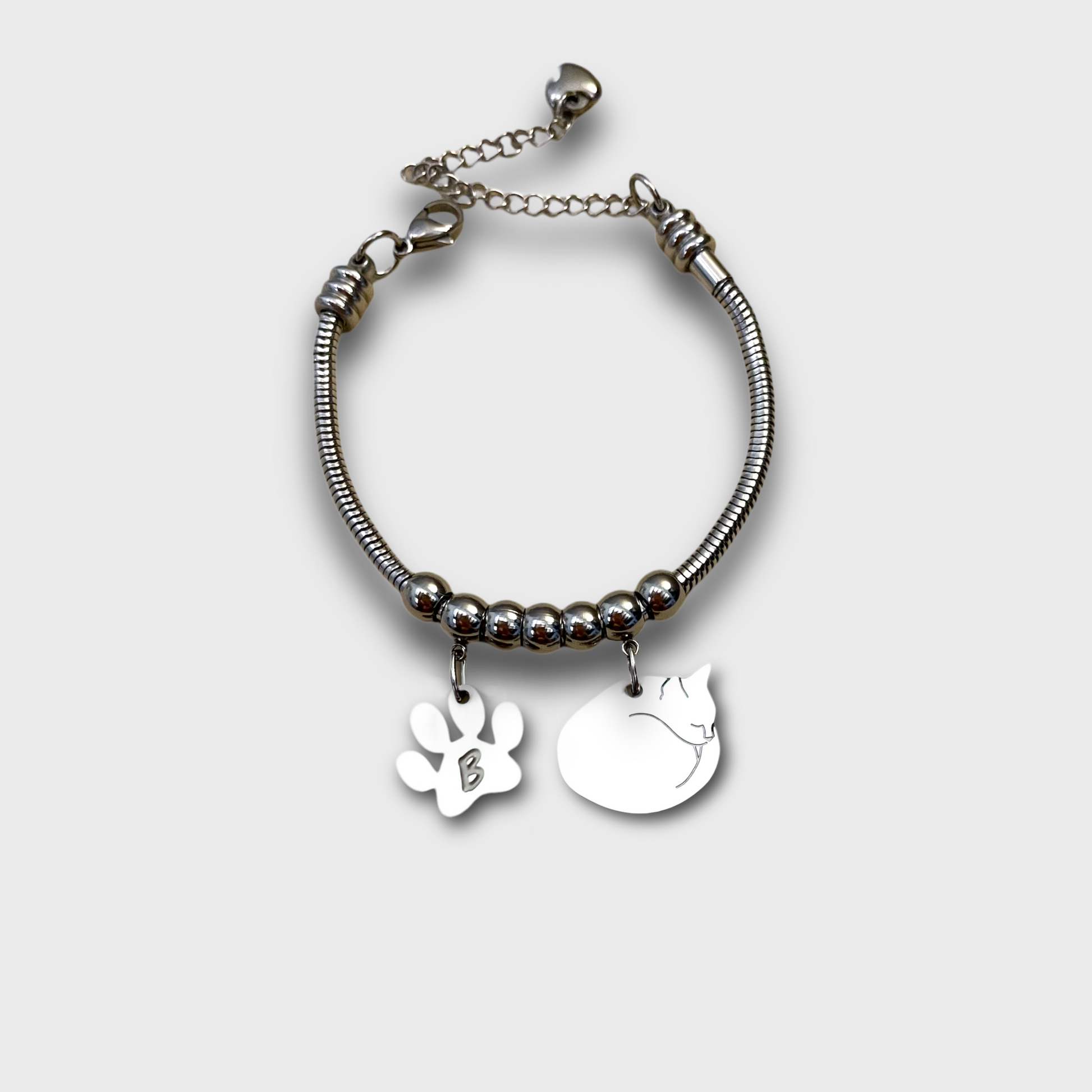 Bracciale Gatto Accucciato con Ciondolo Gatto per Amanti dei Gatti - ContrariaBijoux