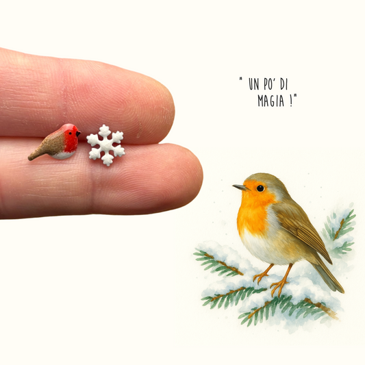 Orecchini pettirosso e fiocco di neve