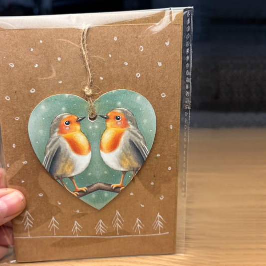 Decorazione Natalizia Cuore Pettirosso