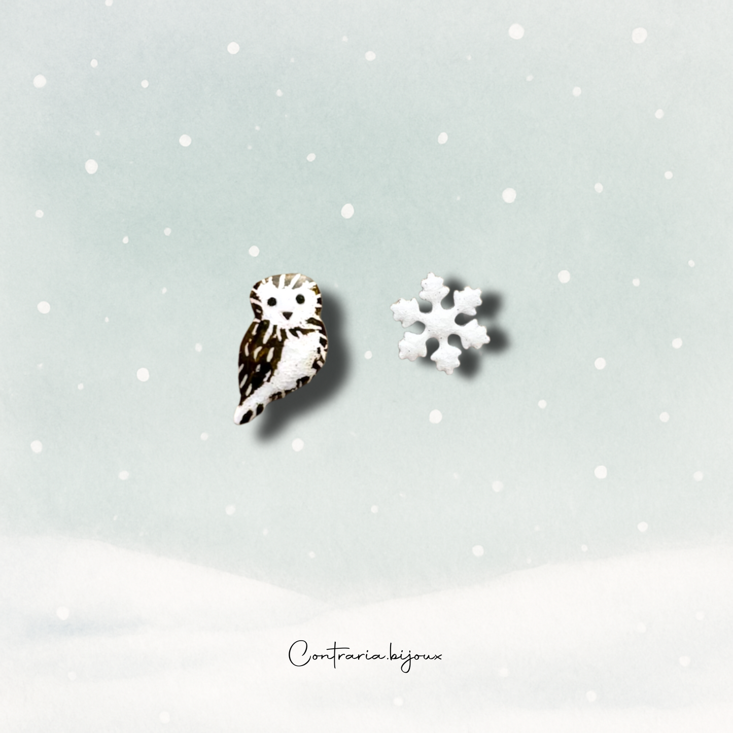 Orecchini civetta e fiocco di neve