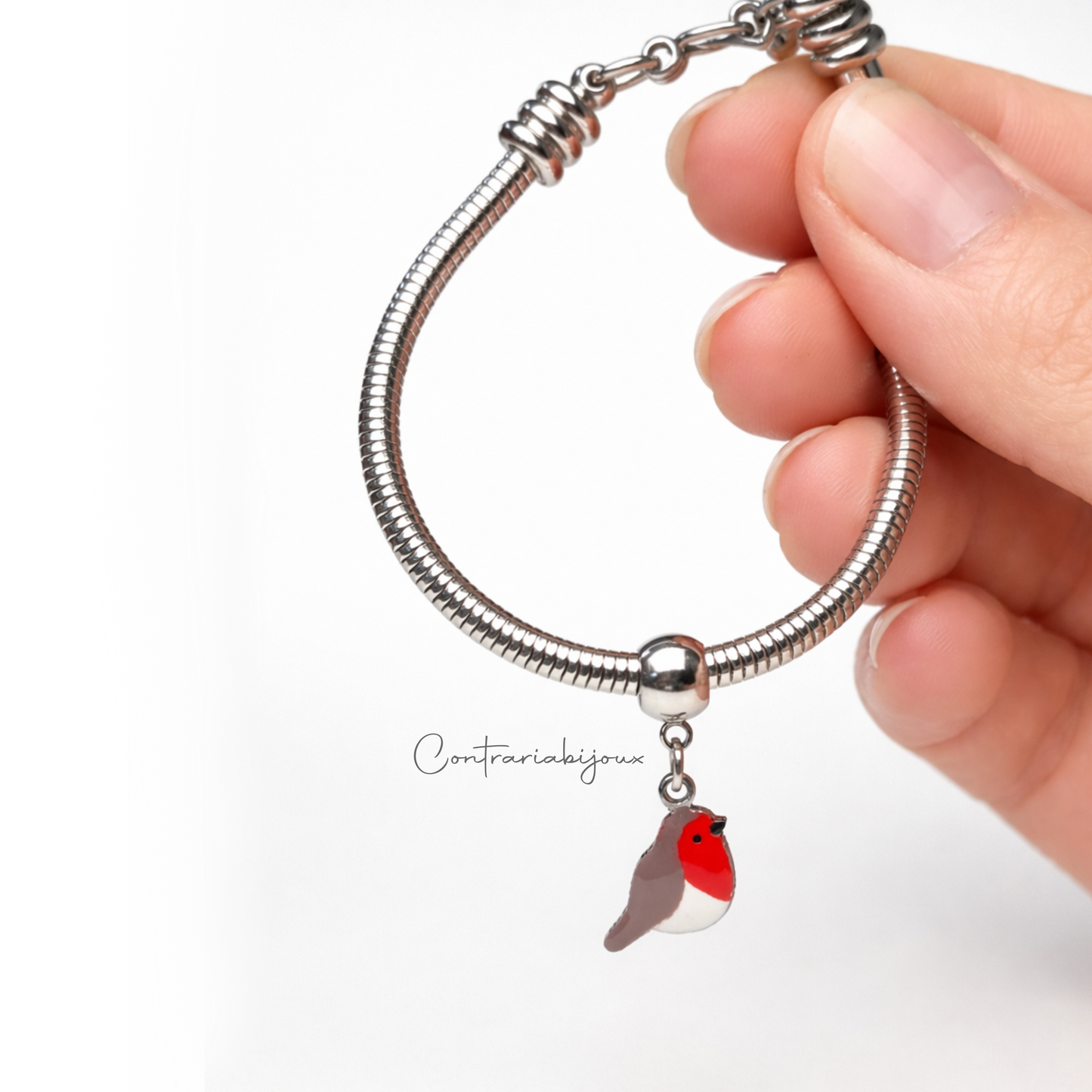 Bracciale con ciondolo pettirosso