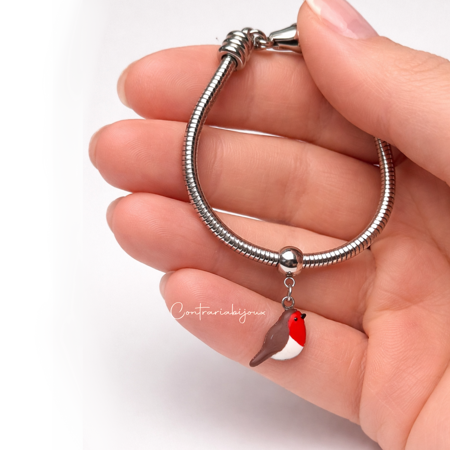 Bracciale con ciondolo pettirosso
