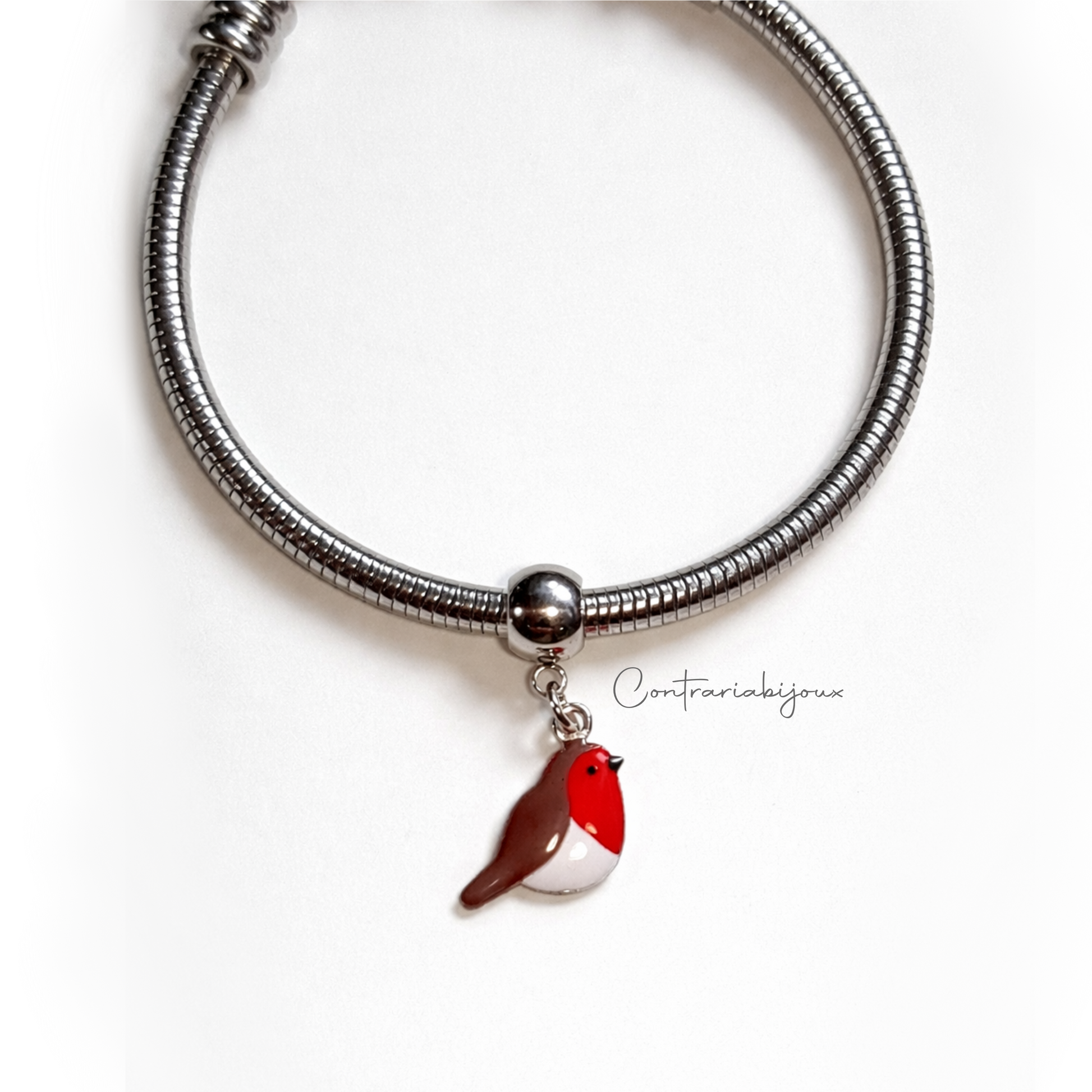 Bracciale con ciondolo pettirosso