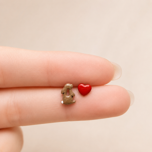 Orecchini leprotto a lobo in argento con dettagli naturali, design elegante e originale di Contraria Bijoux.