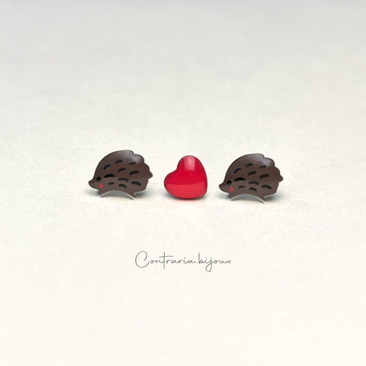 Tre Orecchini : Riccio , cuore , riccio - ContrariaBijoux
