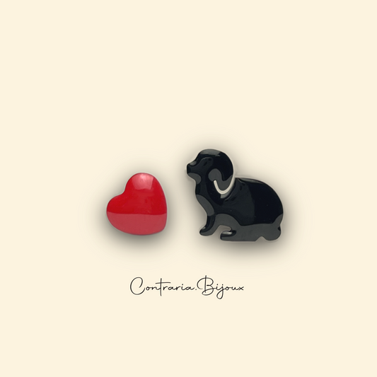 Orecchini Coniglio Ariete e cuore - ContrariaBijoux