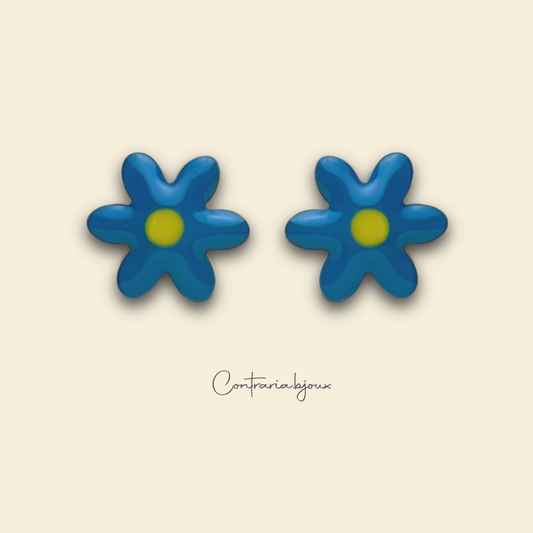 Orecchini fiori blu / viola - ContrariaBijoux