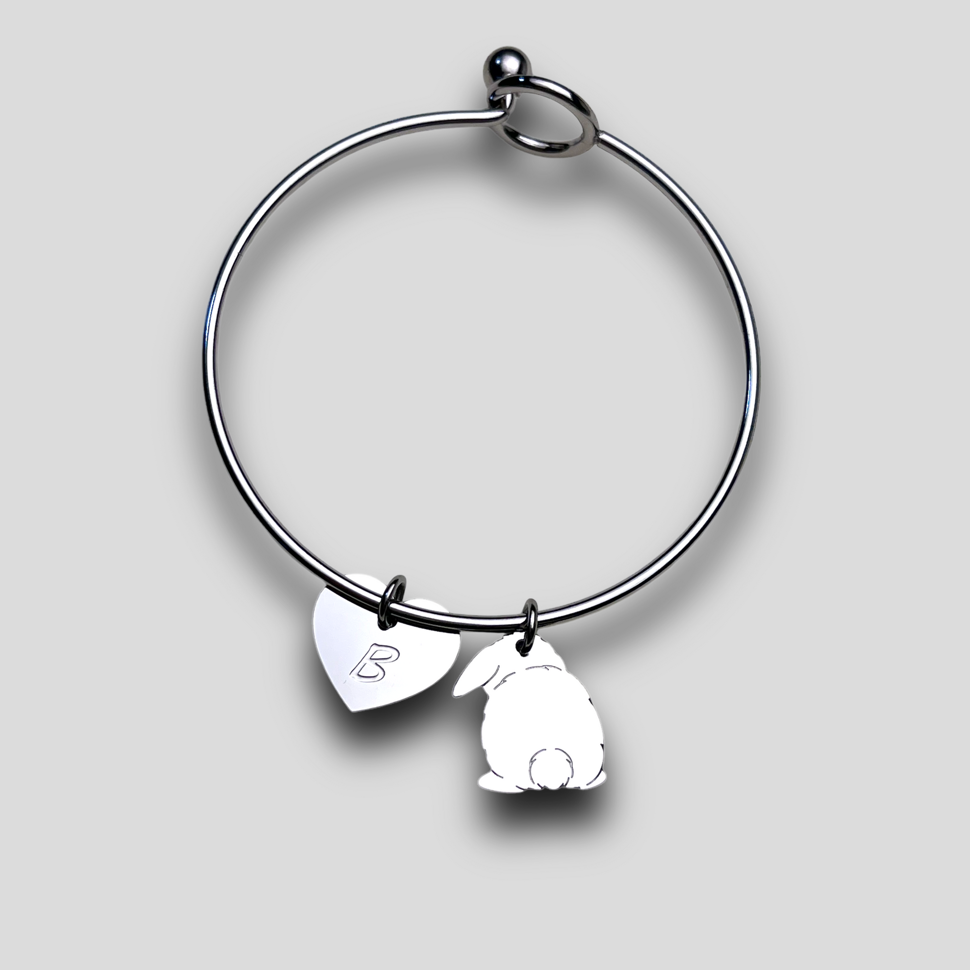 Bracciale Coniglio ariete codino a Pon Pon , Bracciale personalizzato coniglio ariete e cuore con nome inciso - ContrariaBijoux