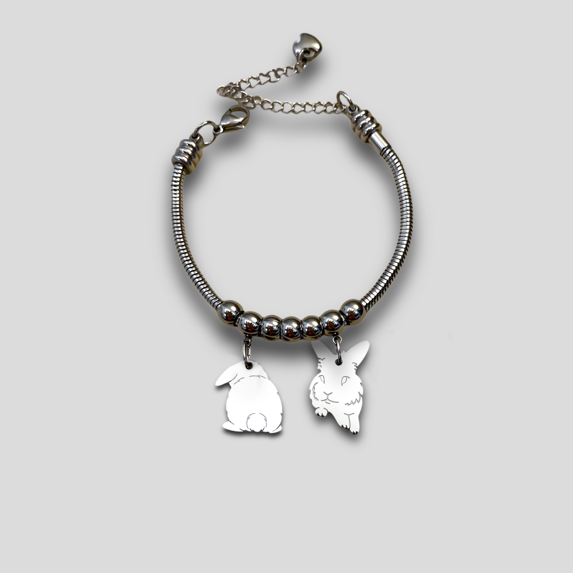 Bracciale Coniglio Testa di Leone e cuore, bracciale Coniglio - ContrariaBijoux