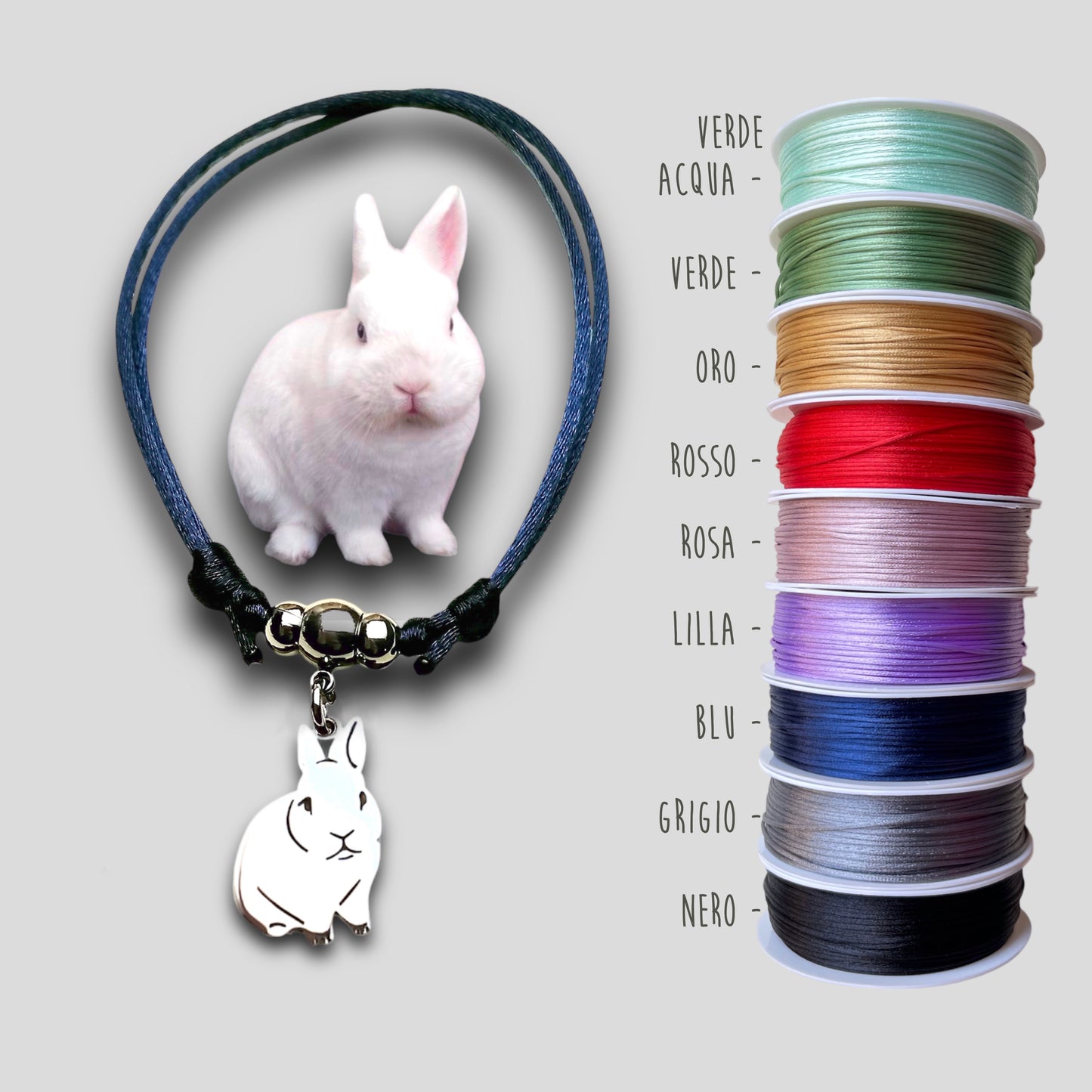 Bracciale ciondolo coniglio personalizzato, coniglio personalizzato per bracciale