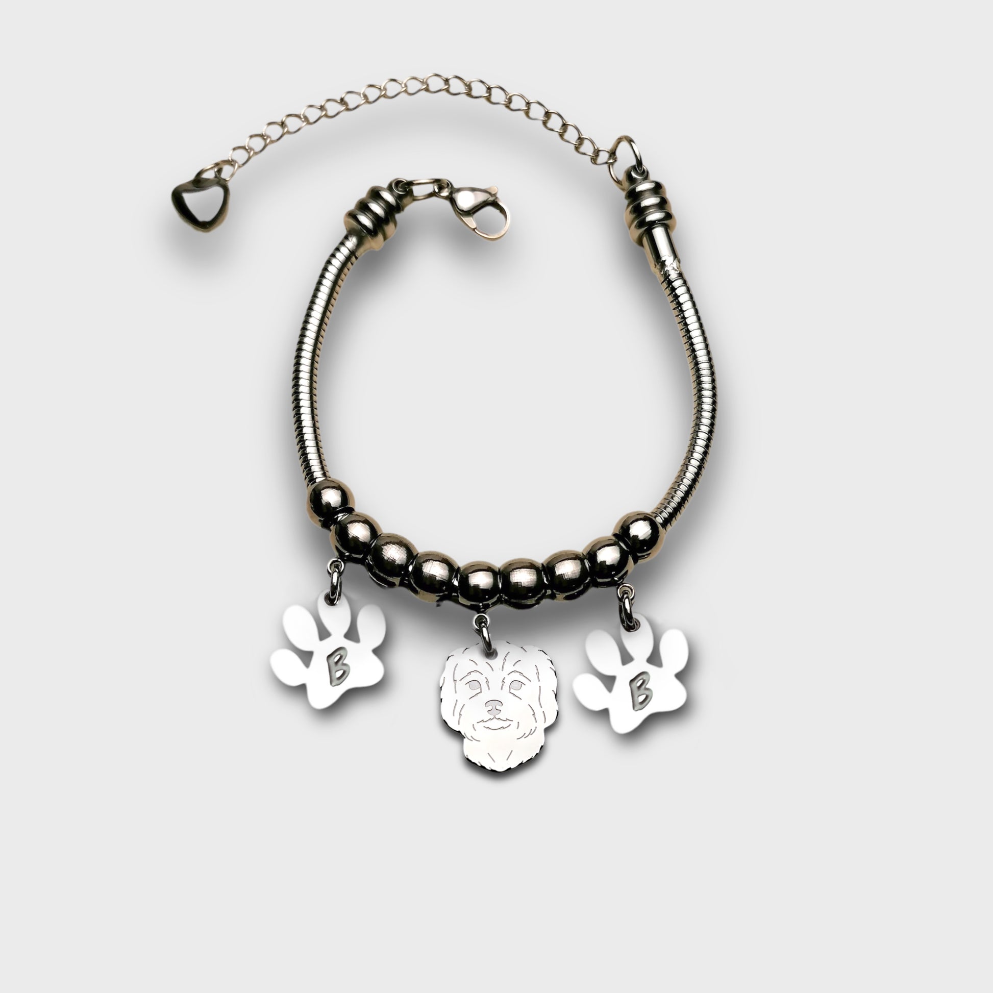 Bracciale con Cane Maltese, ciondolo  Maltese , bracciale Personalizzato  con zampa con iniziale incisa, Bracciale Maltese - ContrariaBijoux