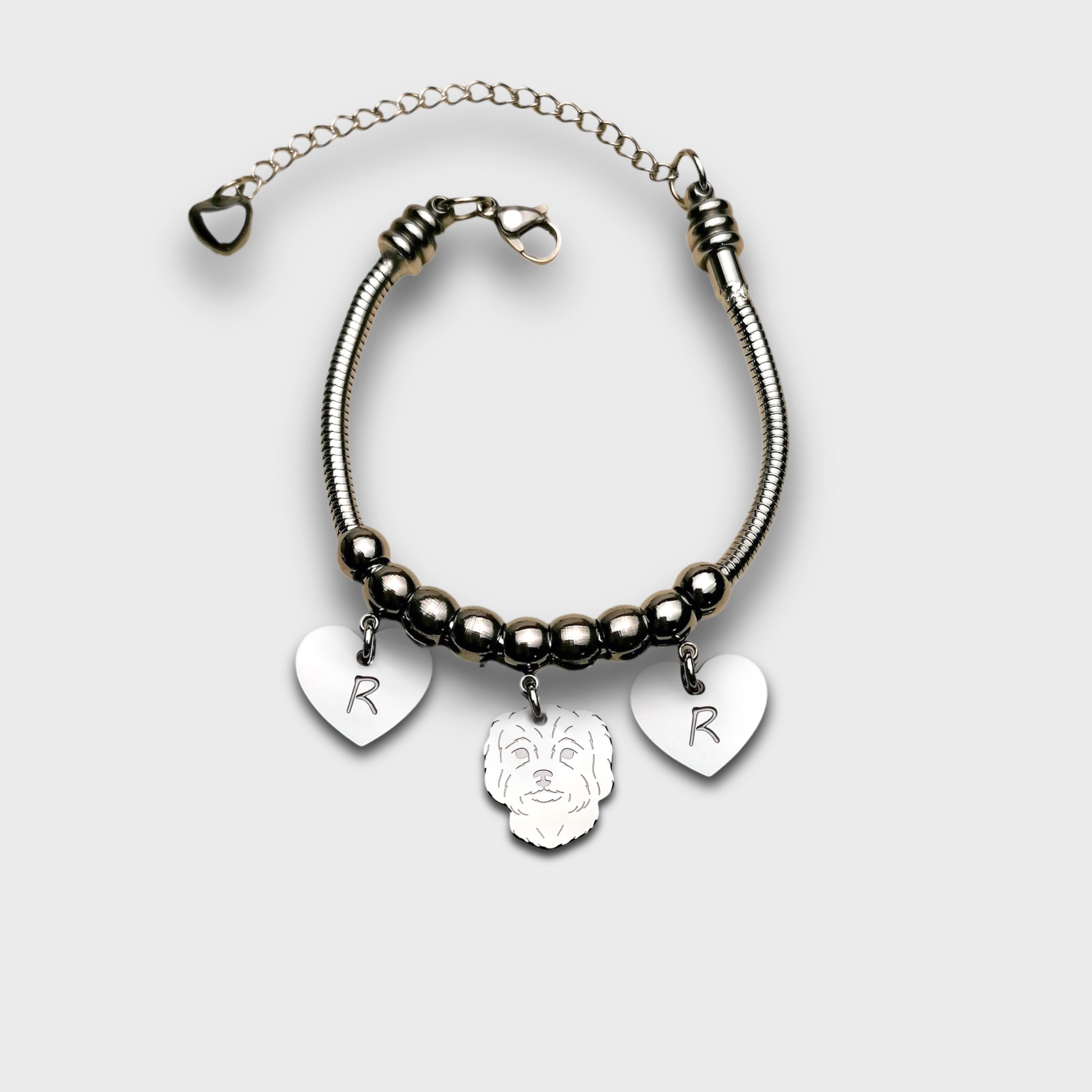 Bracciale con Cane Maltese, ciondolo  Maltese , bracciale Personalizzato  con zampa con iniziale incisa, Bracciale Maltese - ContrariaBijoux