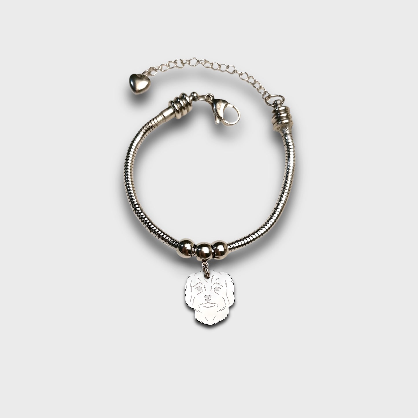 Bracciale con Cane Maltese, ciondolo  Maltese , bracciale Personalizzato  con zampa con iniziale incisa, Bracciale Maltese - ContrariaBijoux