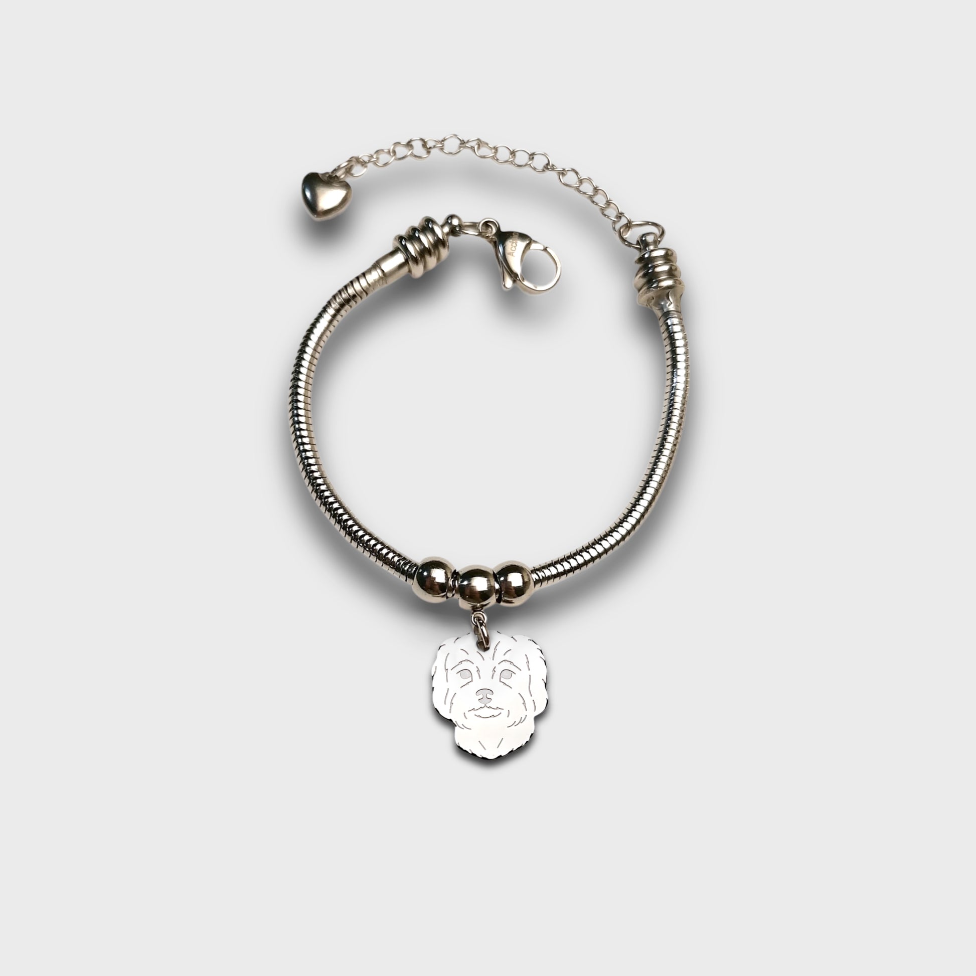 Bracciale con Cane Maltese, ciondolo  Maltese , bracciale Personalizzato  con zampa con iniziale incisa, Bracciale Maltese - ContrariaBijoux