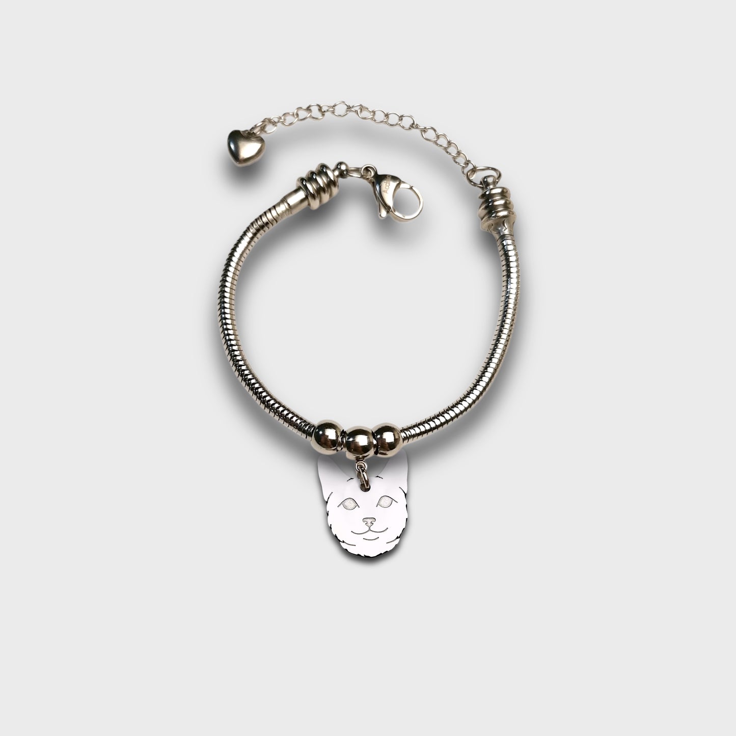 Cat and Paw Bracelet with Engraved Initial