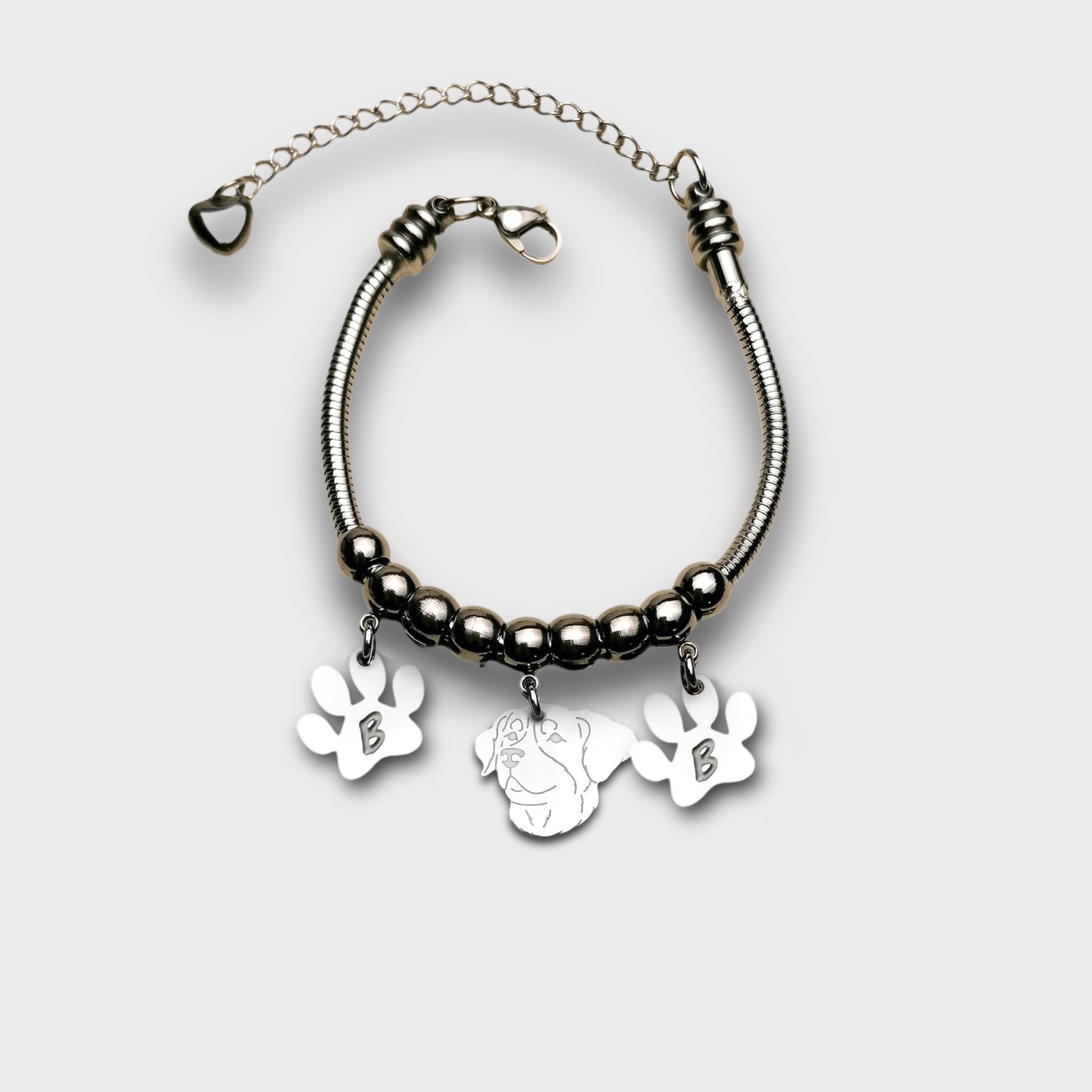 Bracciale cane Bovaro del Bernese e zampa con iniziale  incisa, Bracciale Bovaro