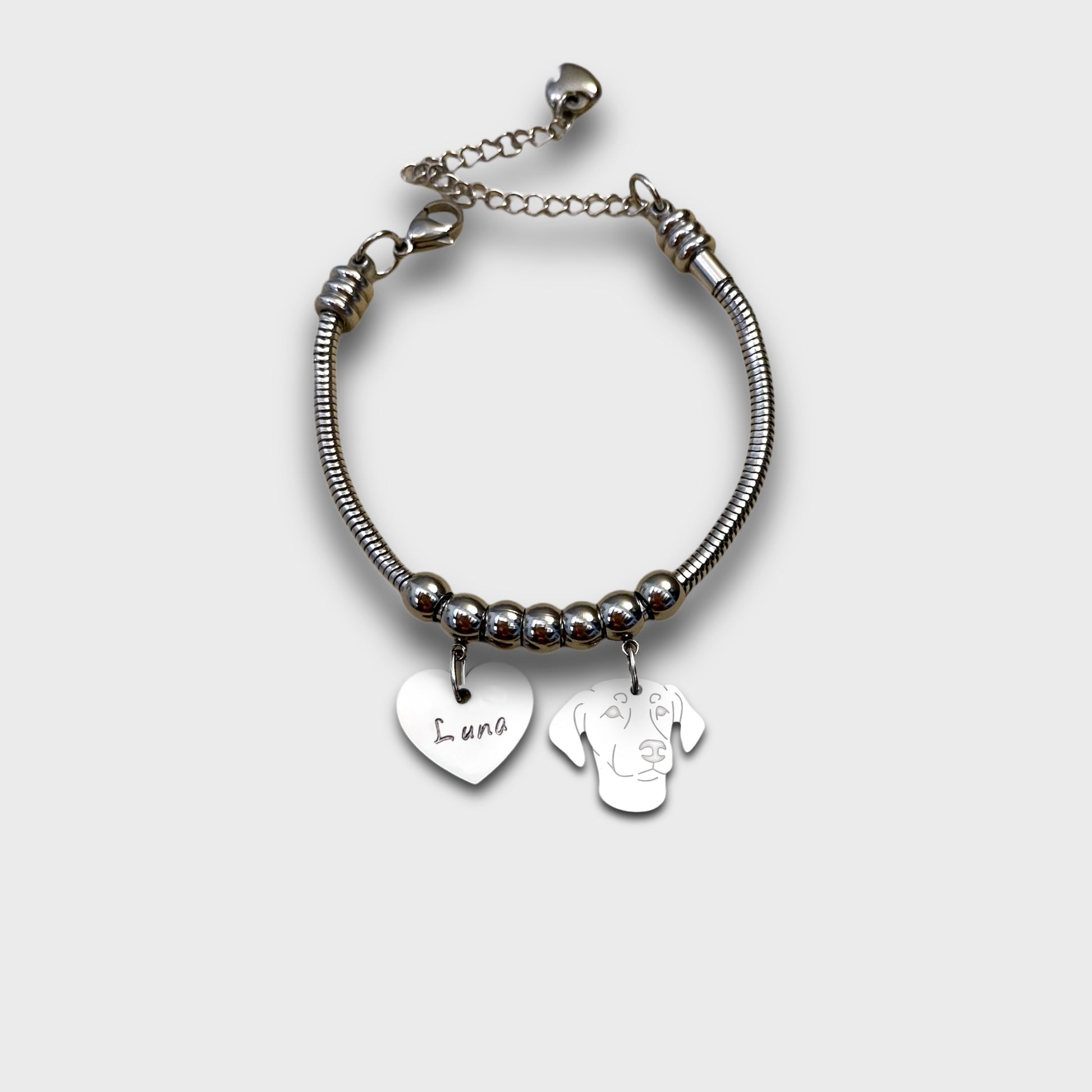 Bracciale Cane Dobermann orecchie basse, ciondolo Dobermann orecchie lunghe - ContrariaBijoux
