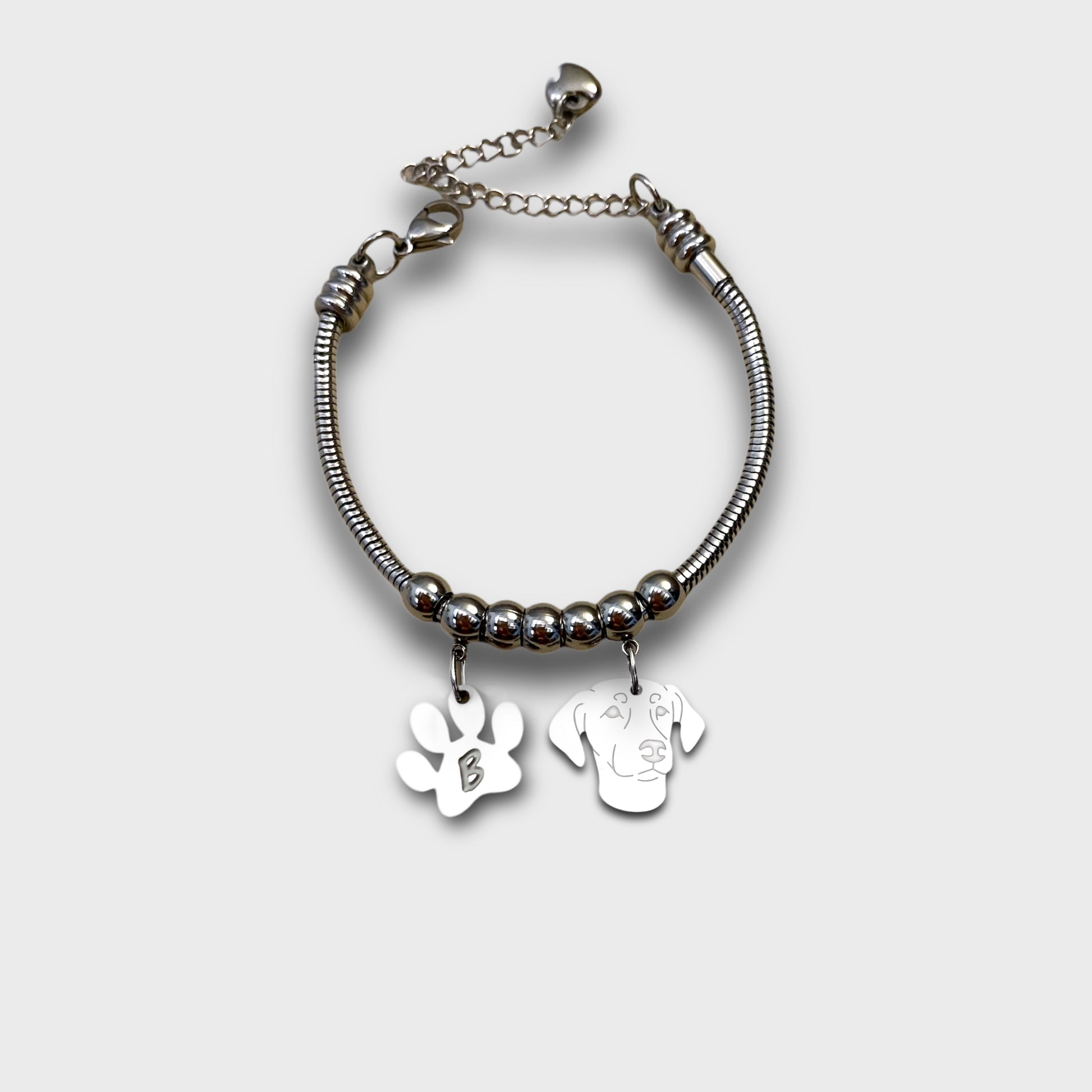 Bracciale Cane Dobermann orecchie basse, ciondolo Dobermann orecchie lunghe - ContrariaBijoux
