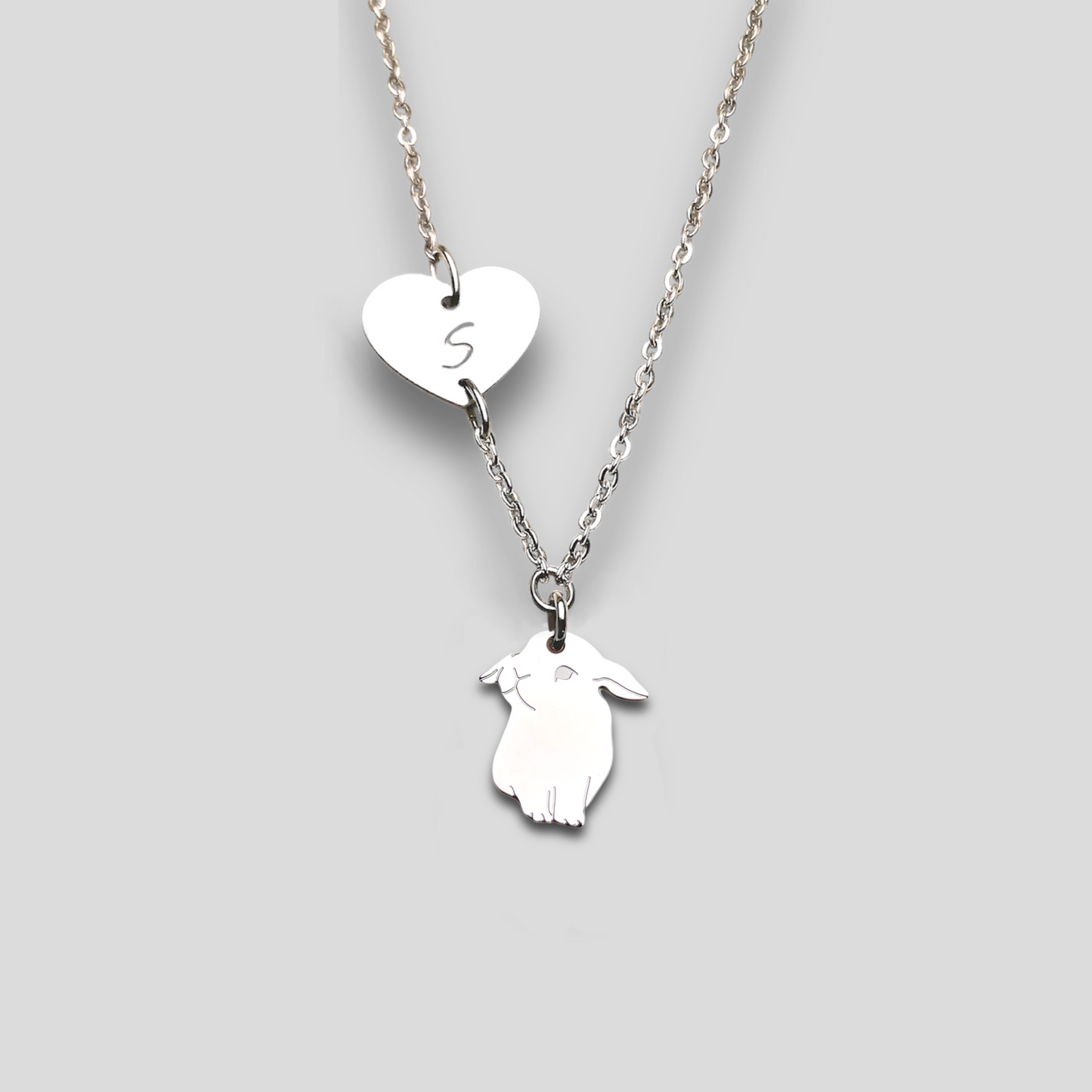 Collana coniglietto ariete , Collana con coniglio nano e cuore con nome