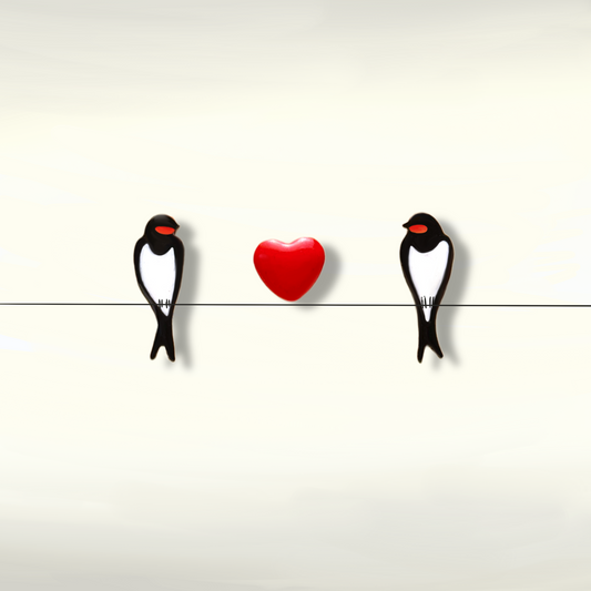Orecchini coppia rondini e cuore