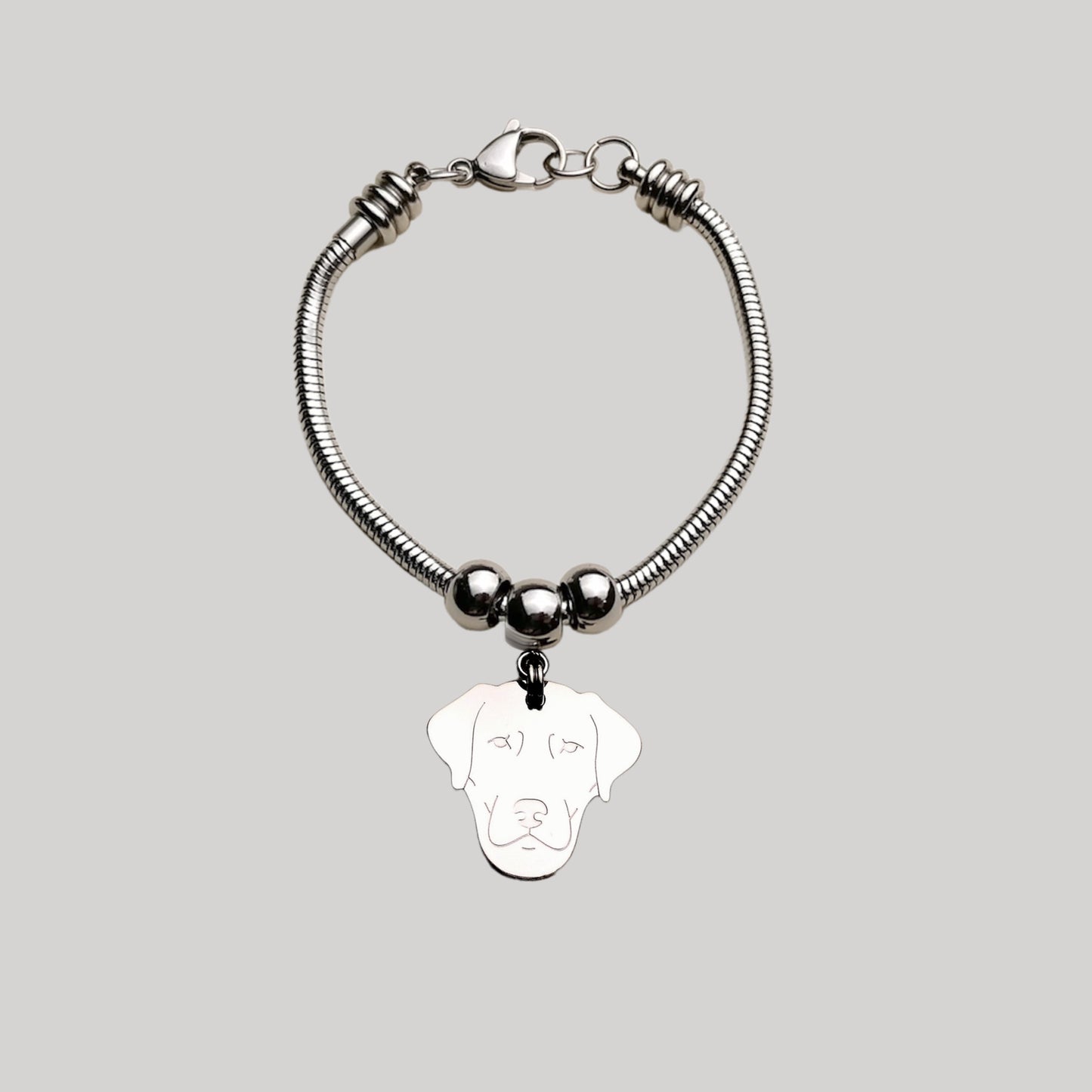 Bracciale Cane Labrador e zampa con lettera incisa