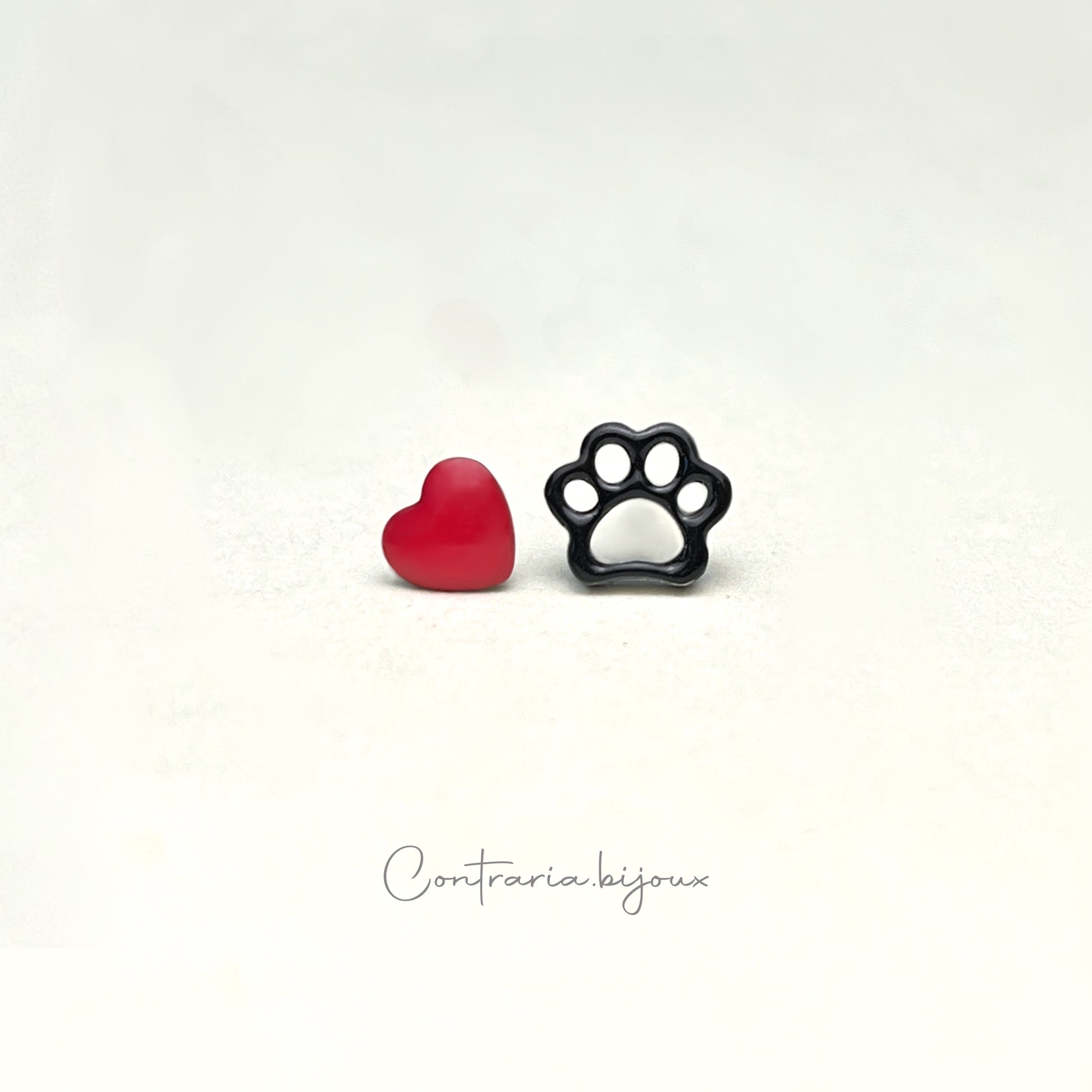 Orecchini zampa e cuore / Coniglio e cuore / Gatto e cuore / Riccio e Cuore / Giraffa e cuore - ContrariaBijoux
