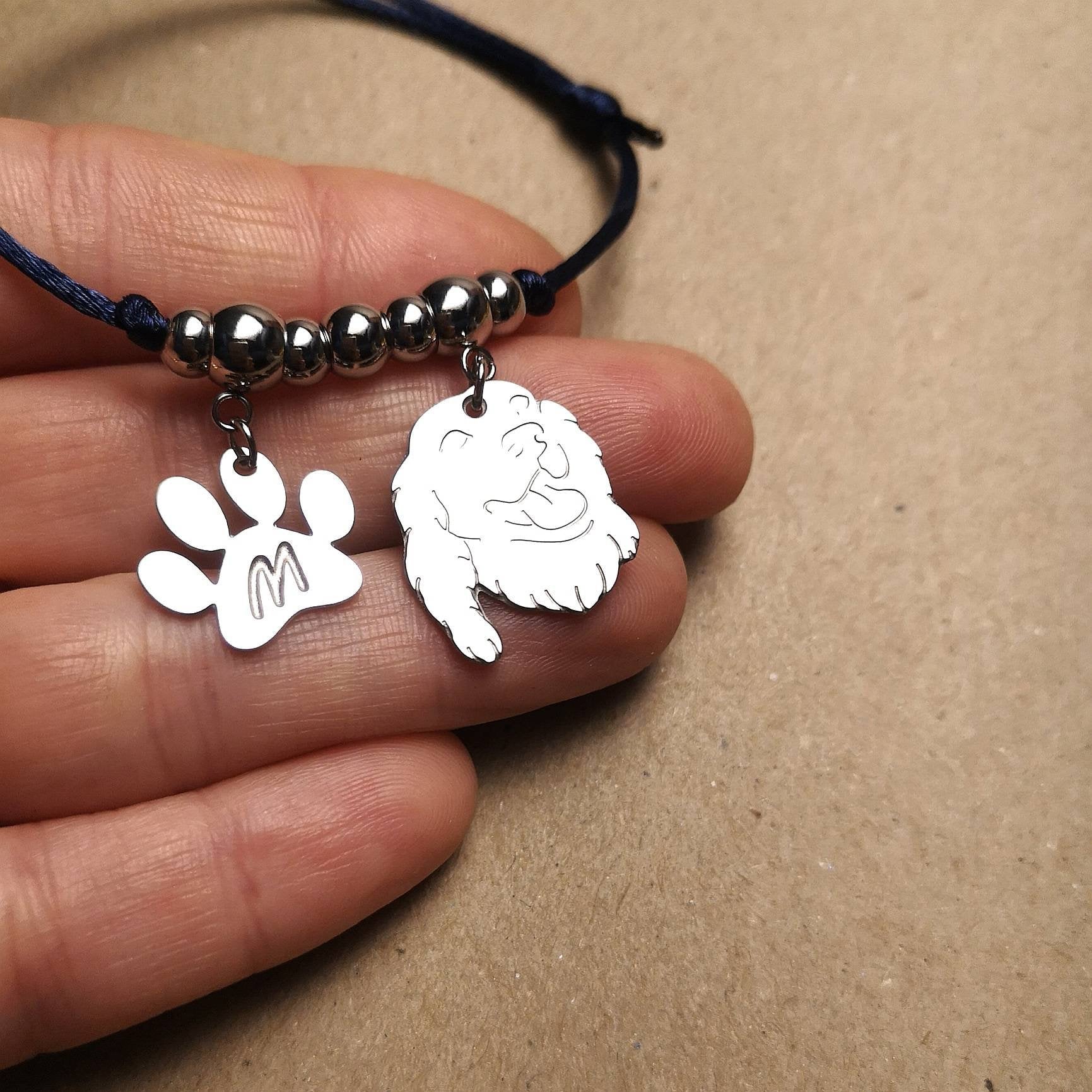 Bracciale Cane Setter e zampa con iniziale incisa - ContrariaBijoux