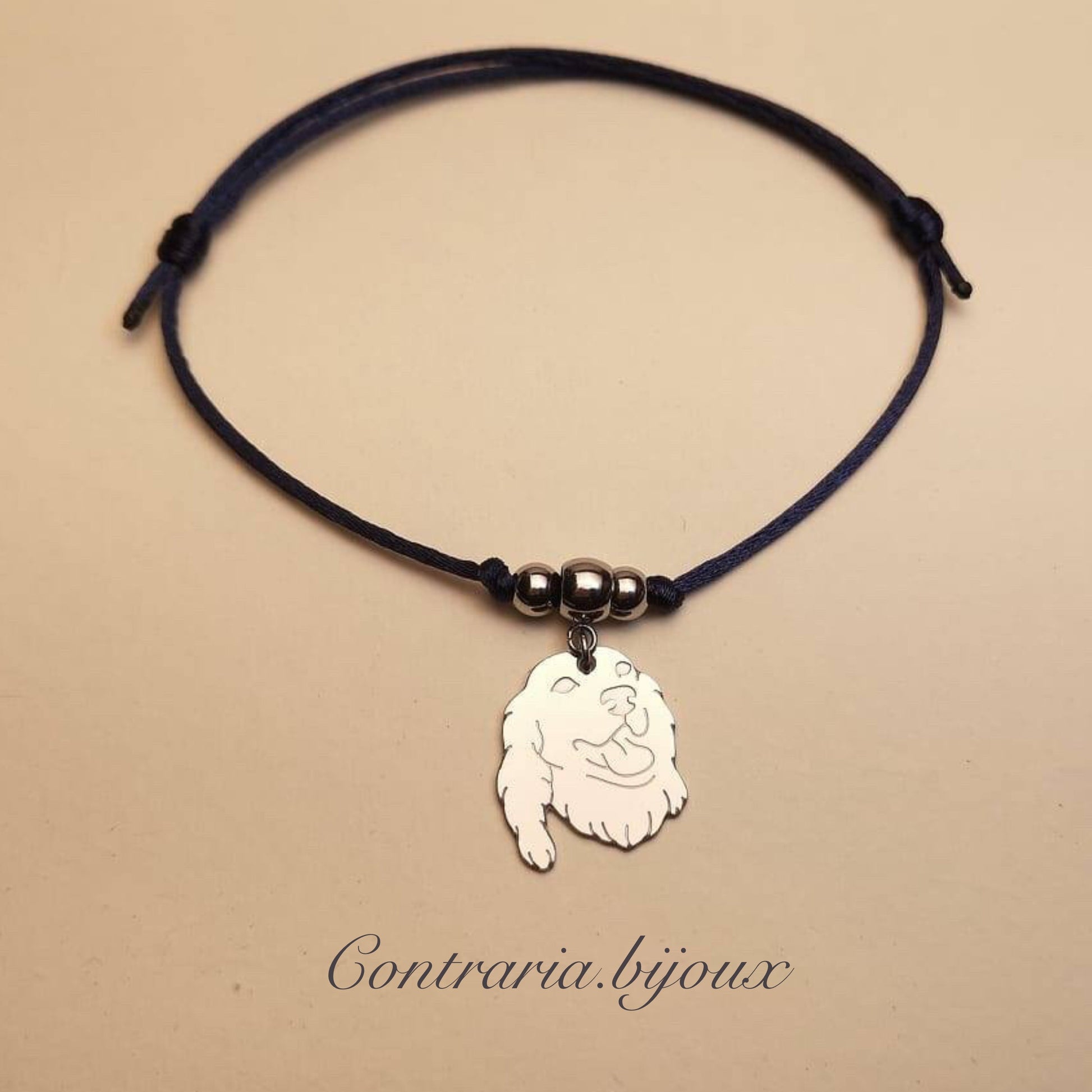 Bracciale Cane Setter e zampa con iniziale incisa - ContrariaBijoux