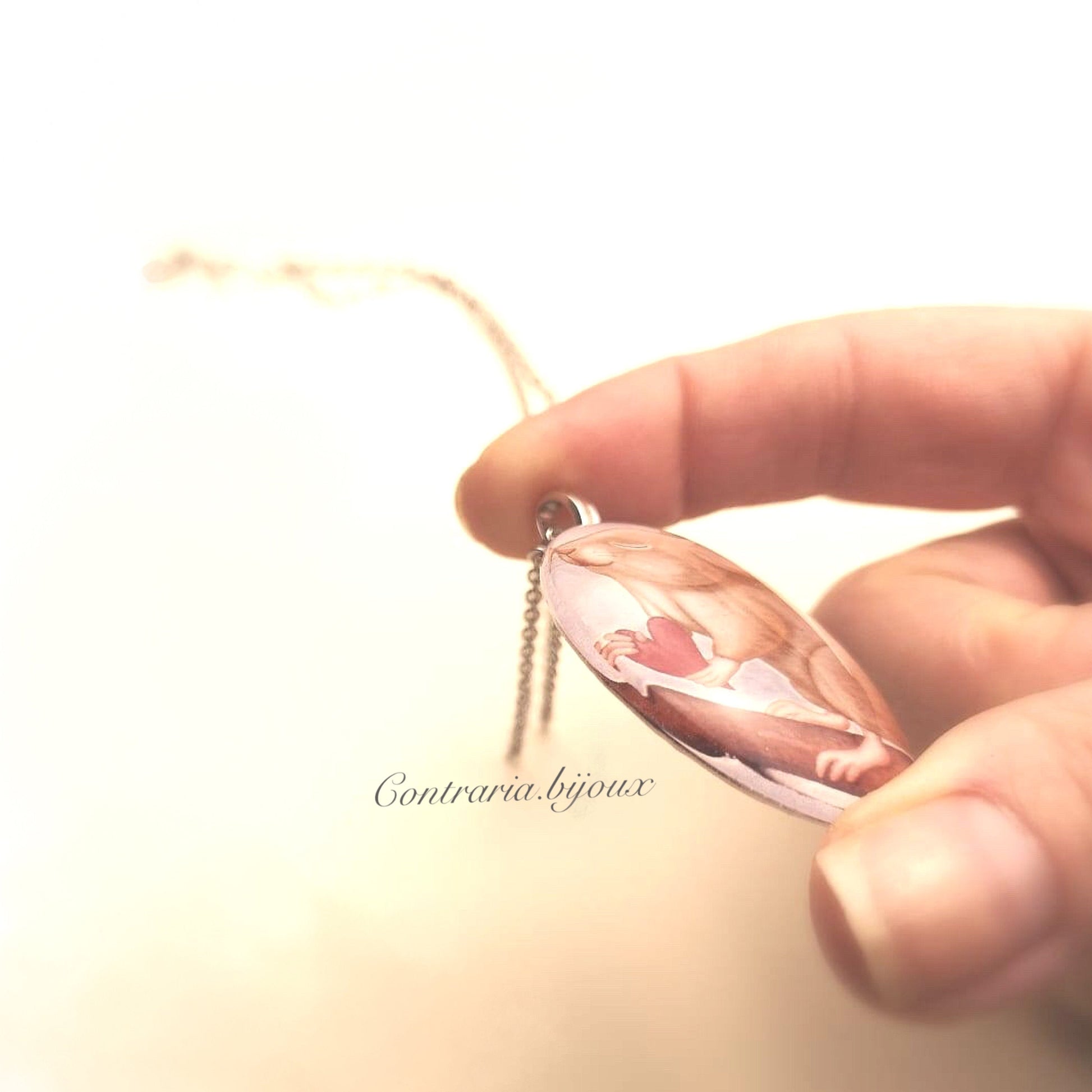 Collana con ciondolo topolino con cuore - ContrariaBijoux