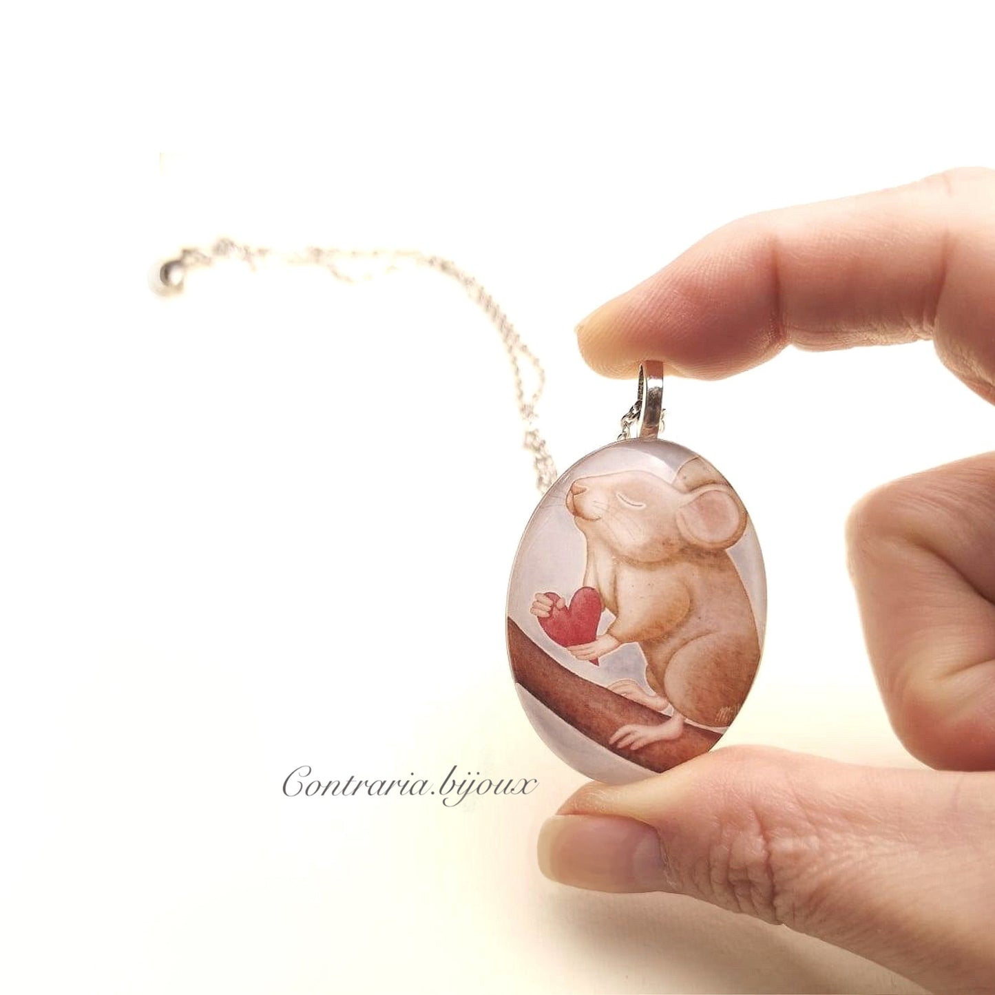 Collana con ciondolo topolino con cuore - ContrariaBijoux