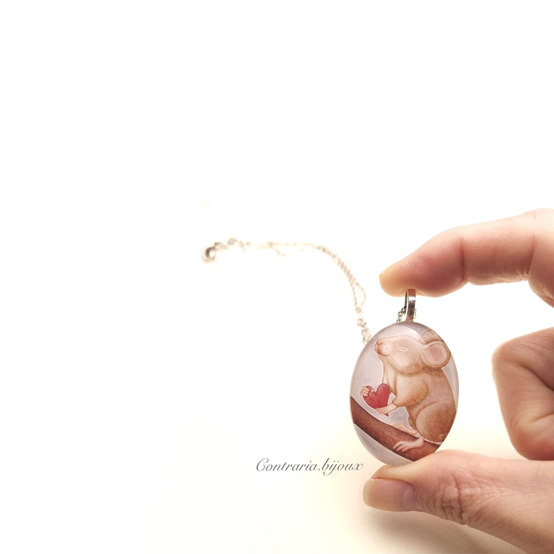 Collana con ciondolo topolino con cuore - ContrariaBijoux