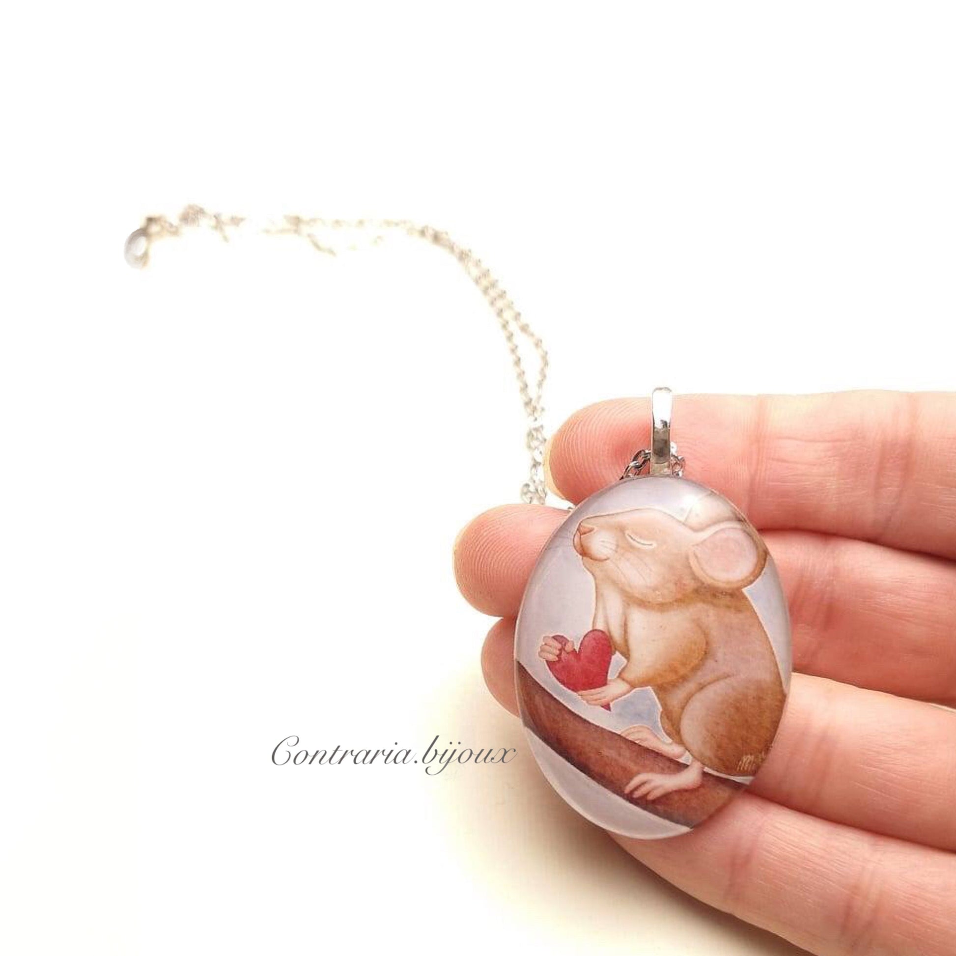 Collana con ciondolo topolino con cuore - ContrariaBijoux