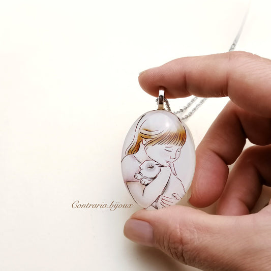 Collana con Ciondolo Ragazza e Coniglietto - ContrariaBijoux