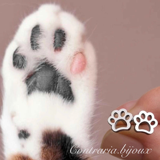 Orecchini Zampa, orecchini zampa in acciaio , orecchini a lobo a forma di zampa