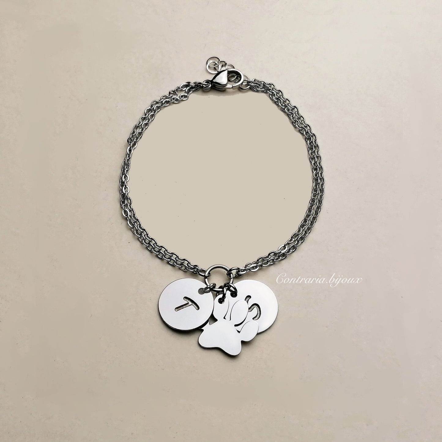 Bracciale Zampa con lettera incisa personalizzata - ContrariaBijoux